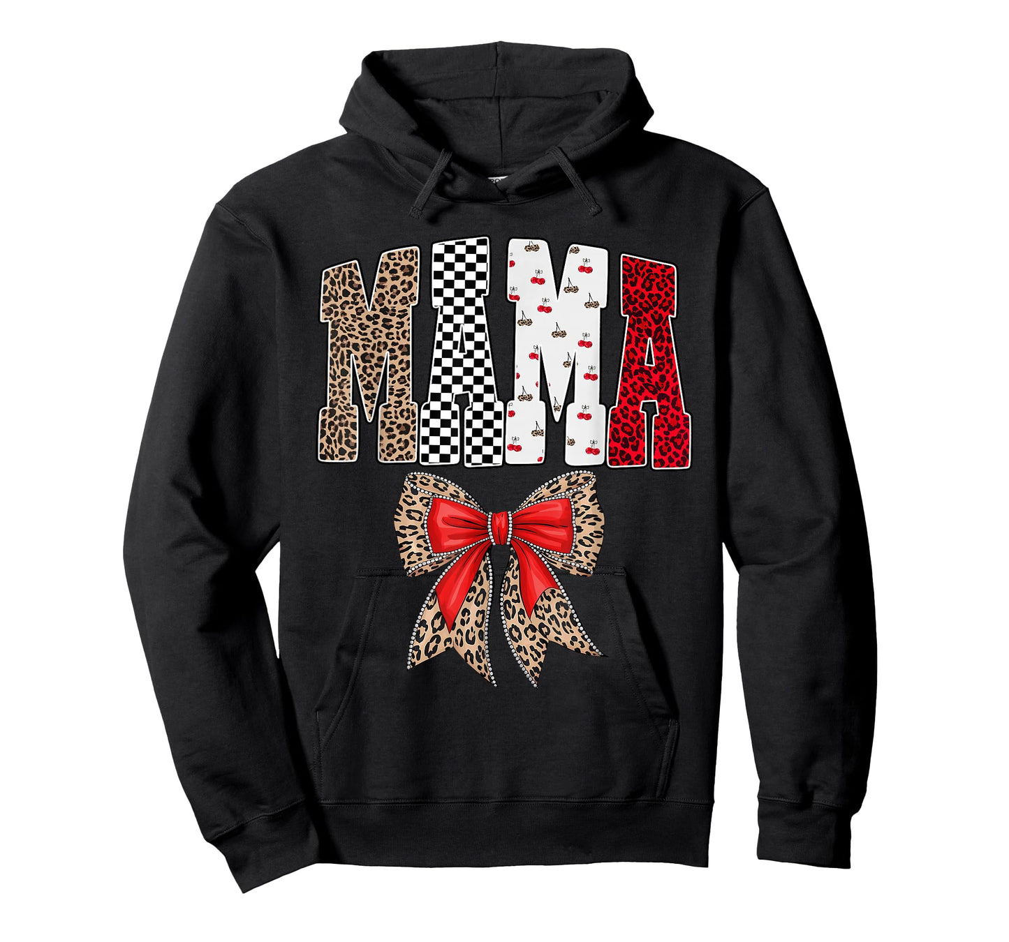 Mama Coquette Cherry Leopard Bow Retro Women Family Matching T-Shirt