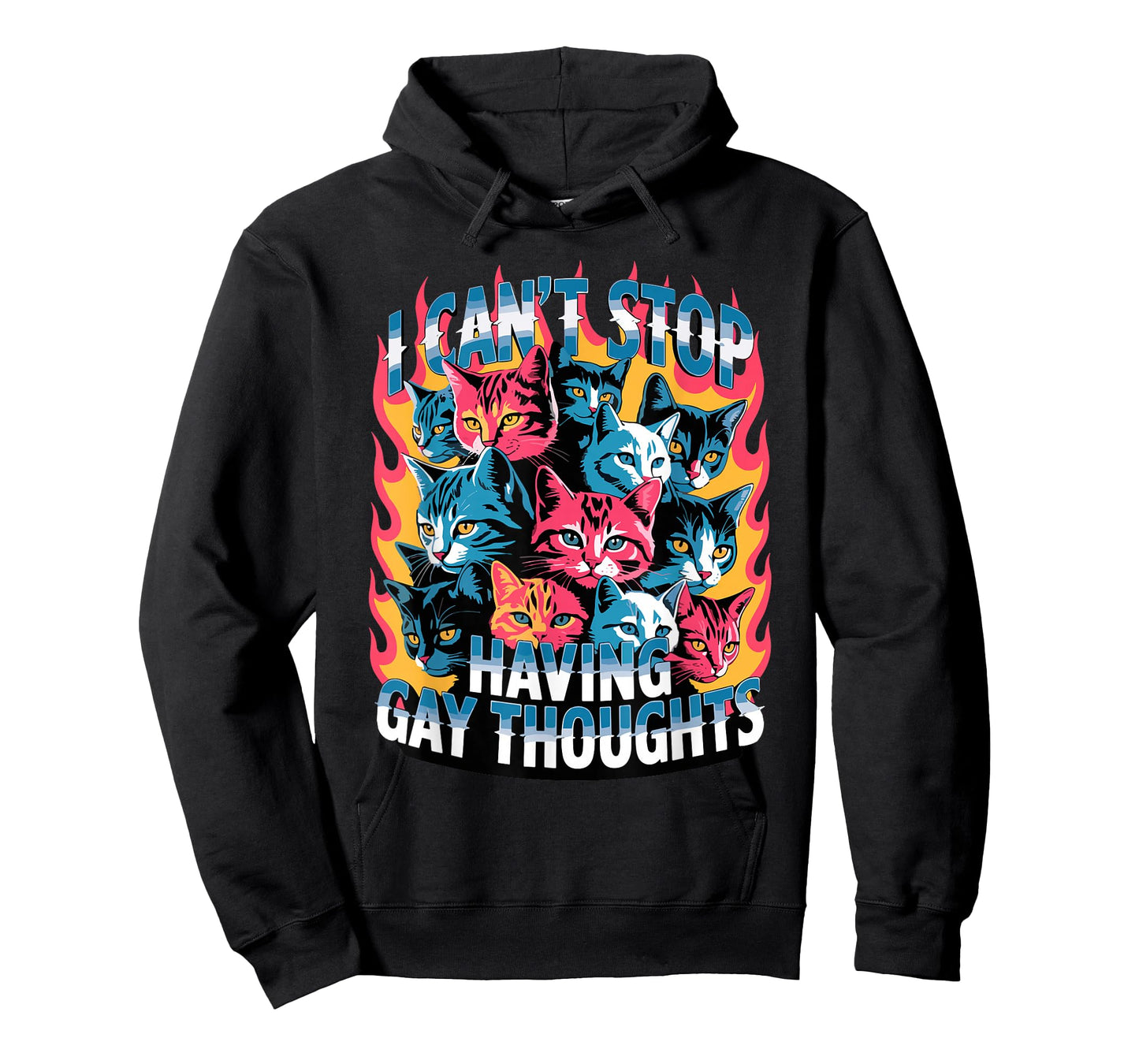 I Can't Stop Having Gay Thoughts Funny Cat Meme Bootleg GenZ T-Shirt