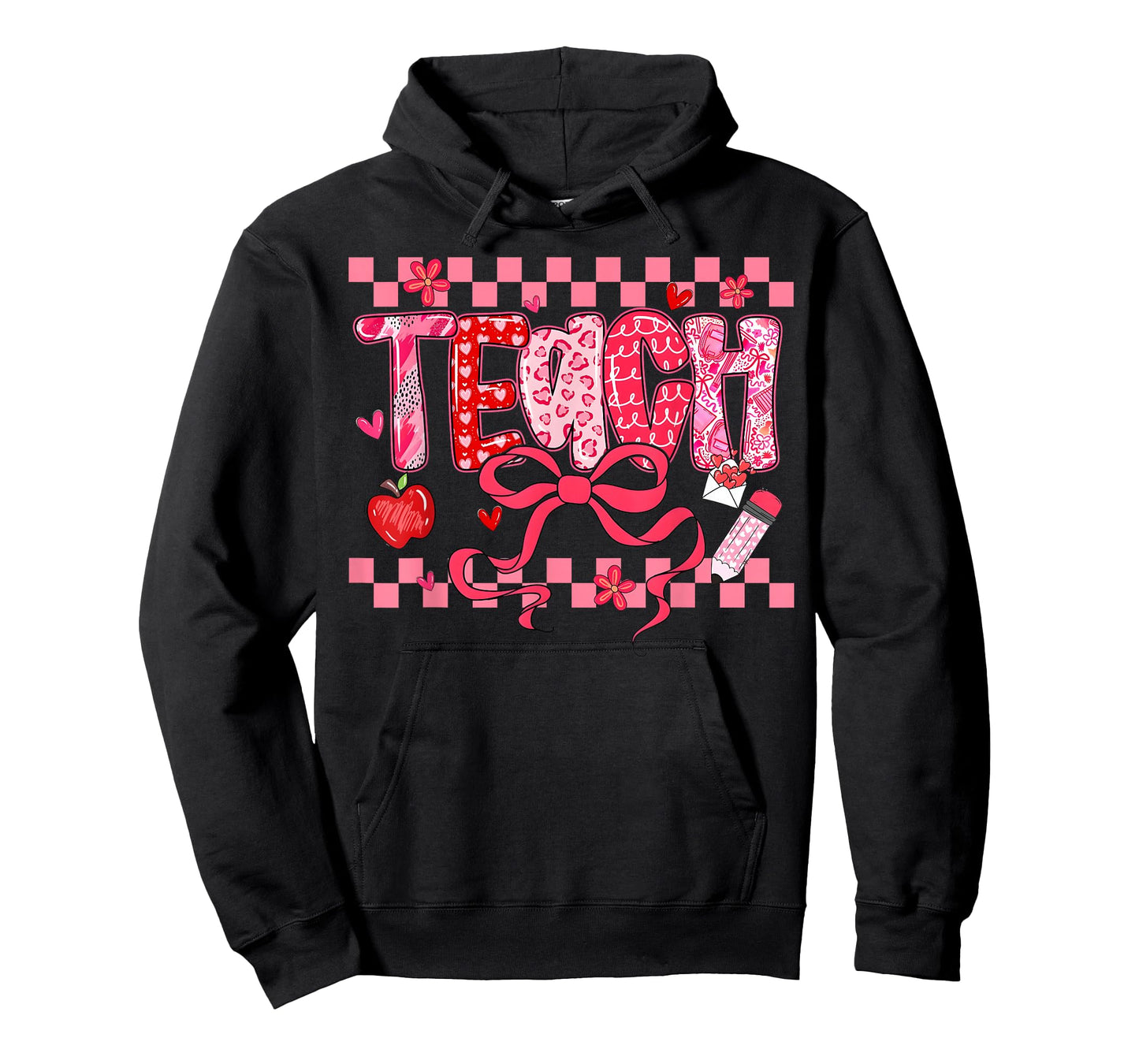 Valentine Teacher Coquette Bow Pencil Girl Women T-Shirt