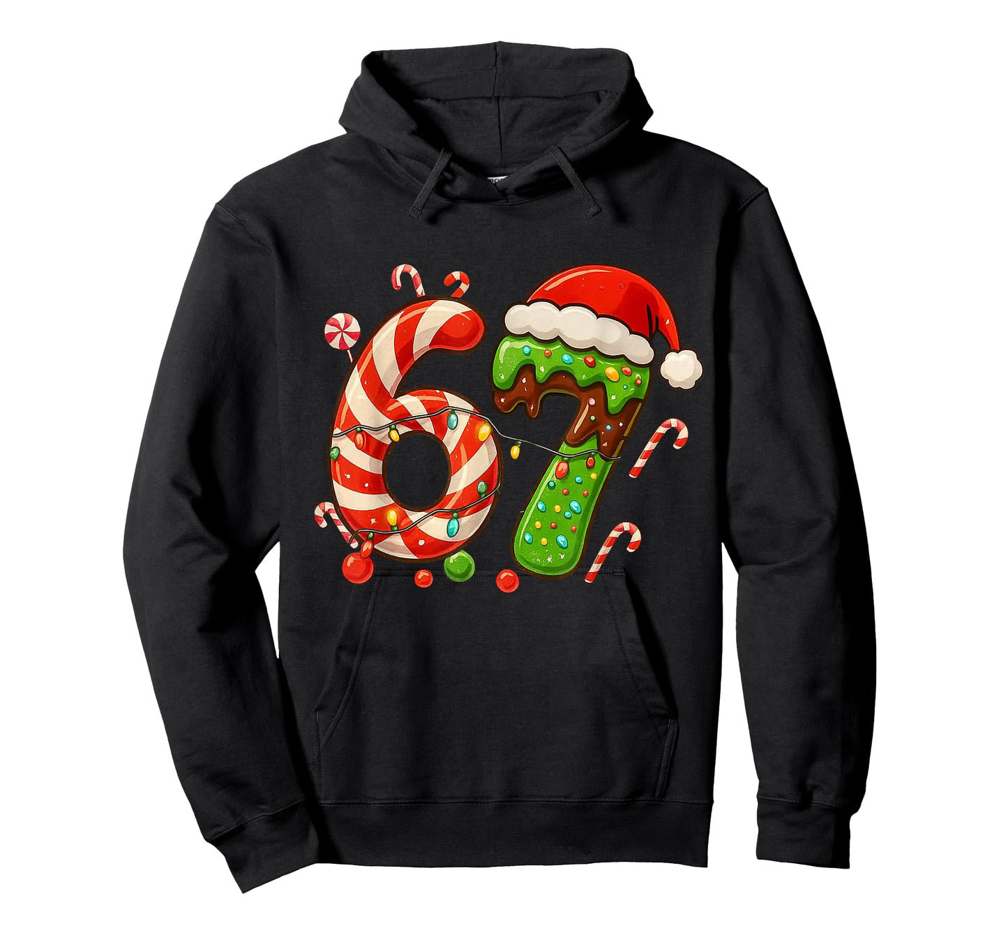 67 Christmas 6 7 Six Seven Meme 67 Candy Cane Xmas Holiday T-Shirt