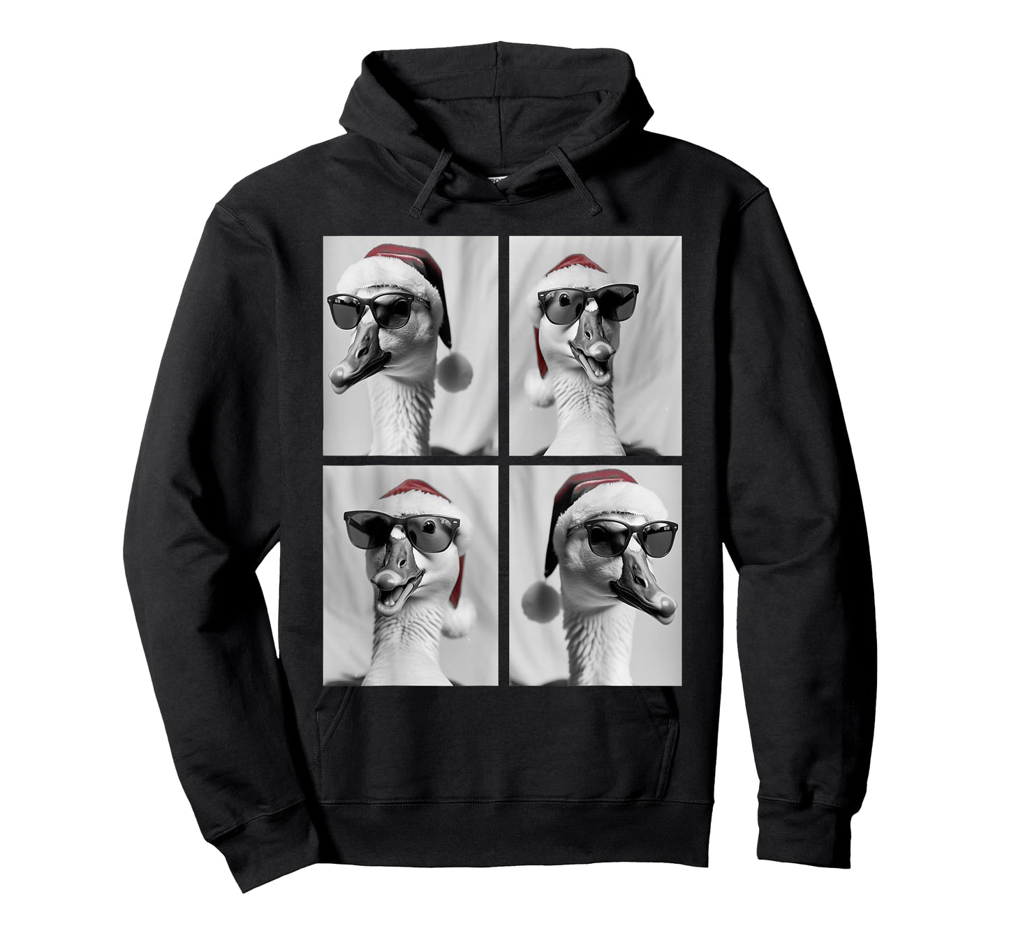 Funny Christmas Goose in Sunglasses Santa Hat Festive Geese T-Shirt