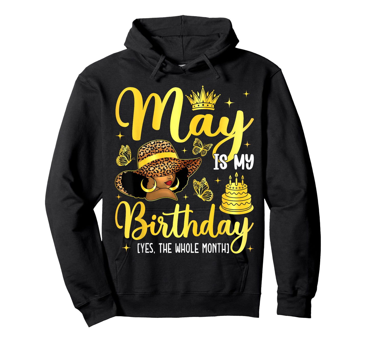 May Black Girl It's My Birthday Afro Woman Bday Month T-Shirt