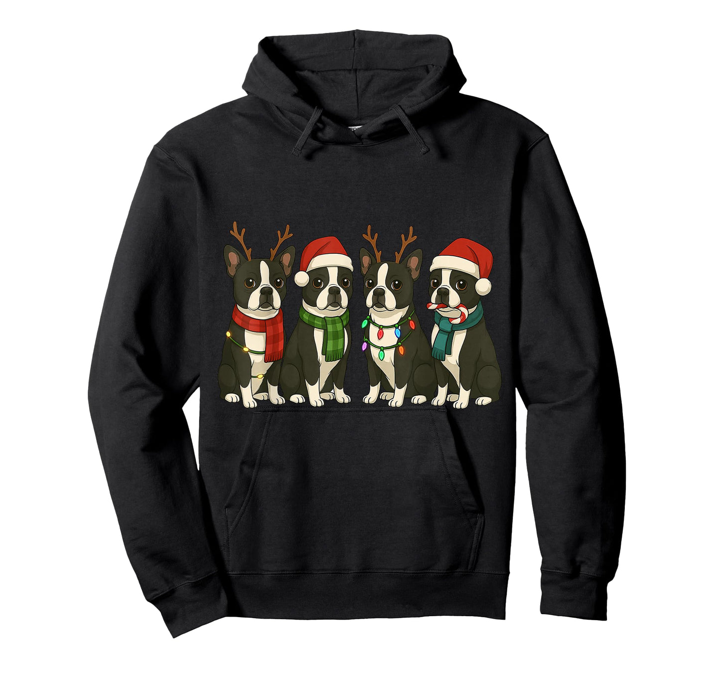 Boston Terrier Santa Hat Tee Dog Merry Christmas T-Shirt