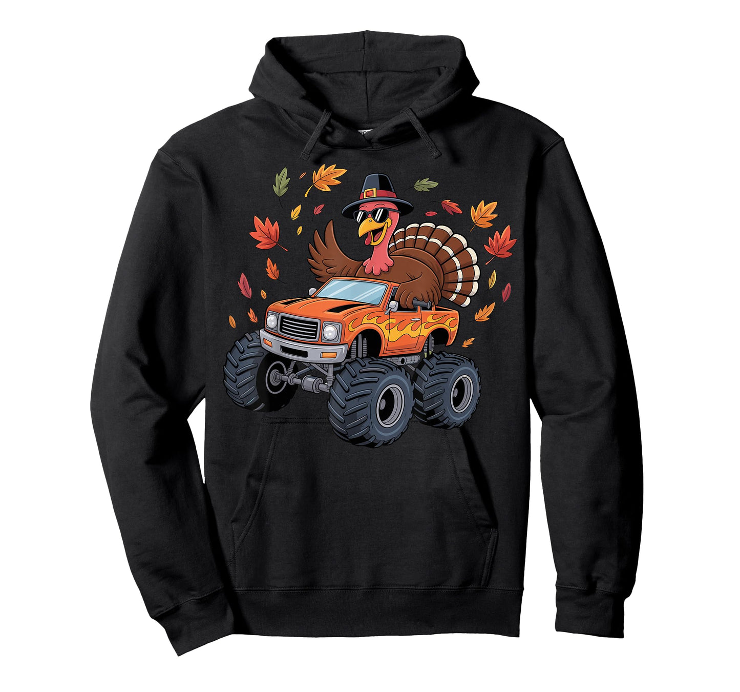 Thanksgiving Turkey Riding Monster Truck Boys Kids Youth T-Shirt