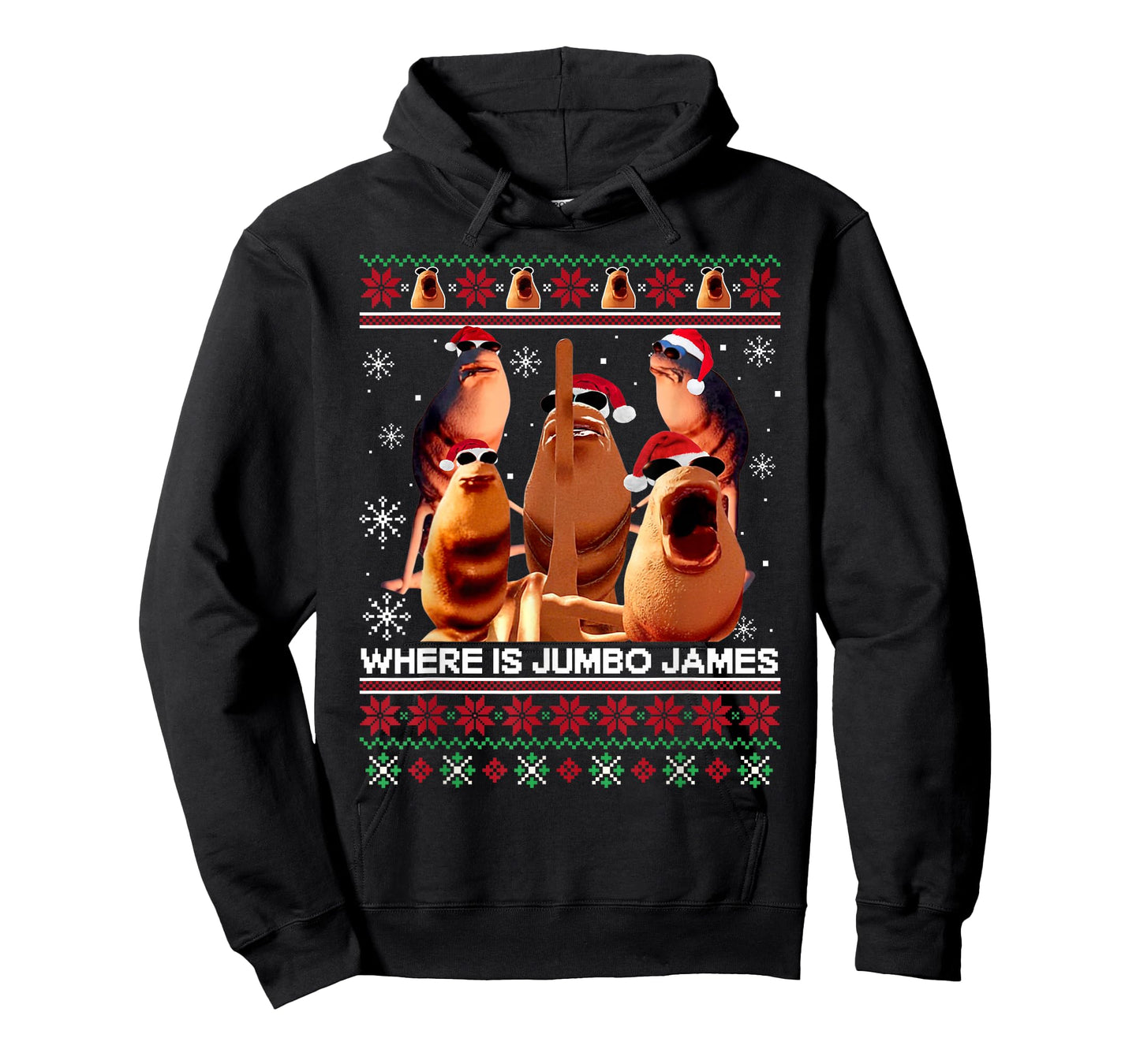 Where is Jumbo James Ugly Christmas Marcus The Worm Xmas T-Shirt
