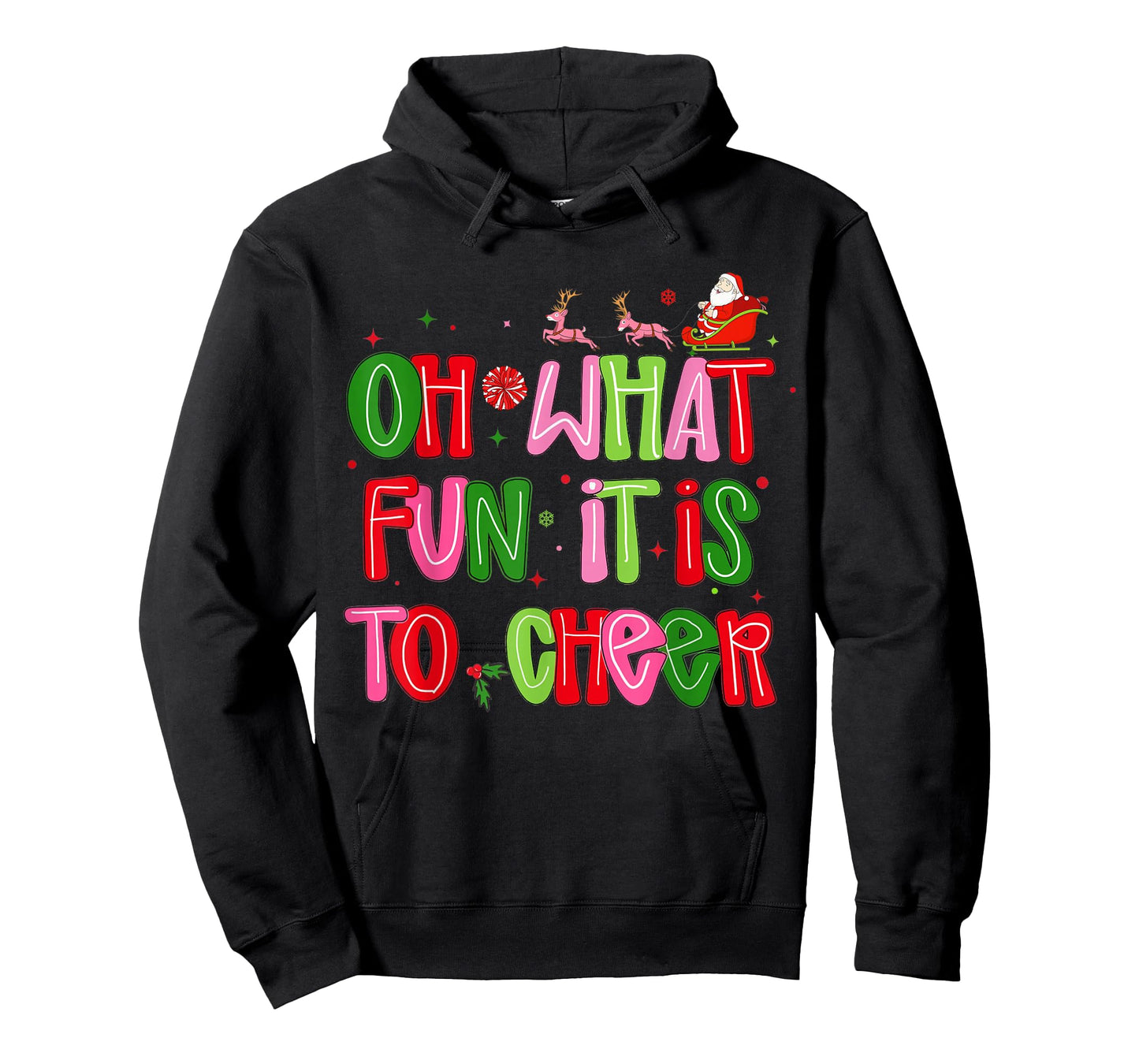 Retro Oh What Fun It is to Cheer Christmas Santa Cheerleader T-Shirt
