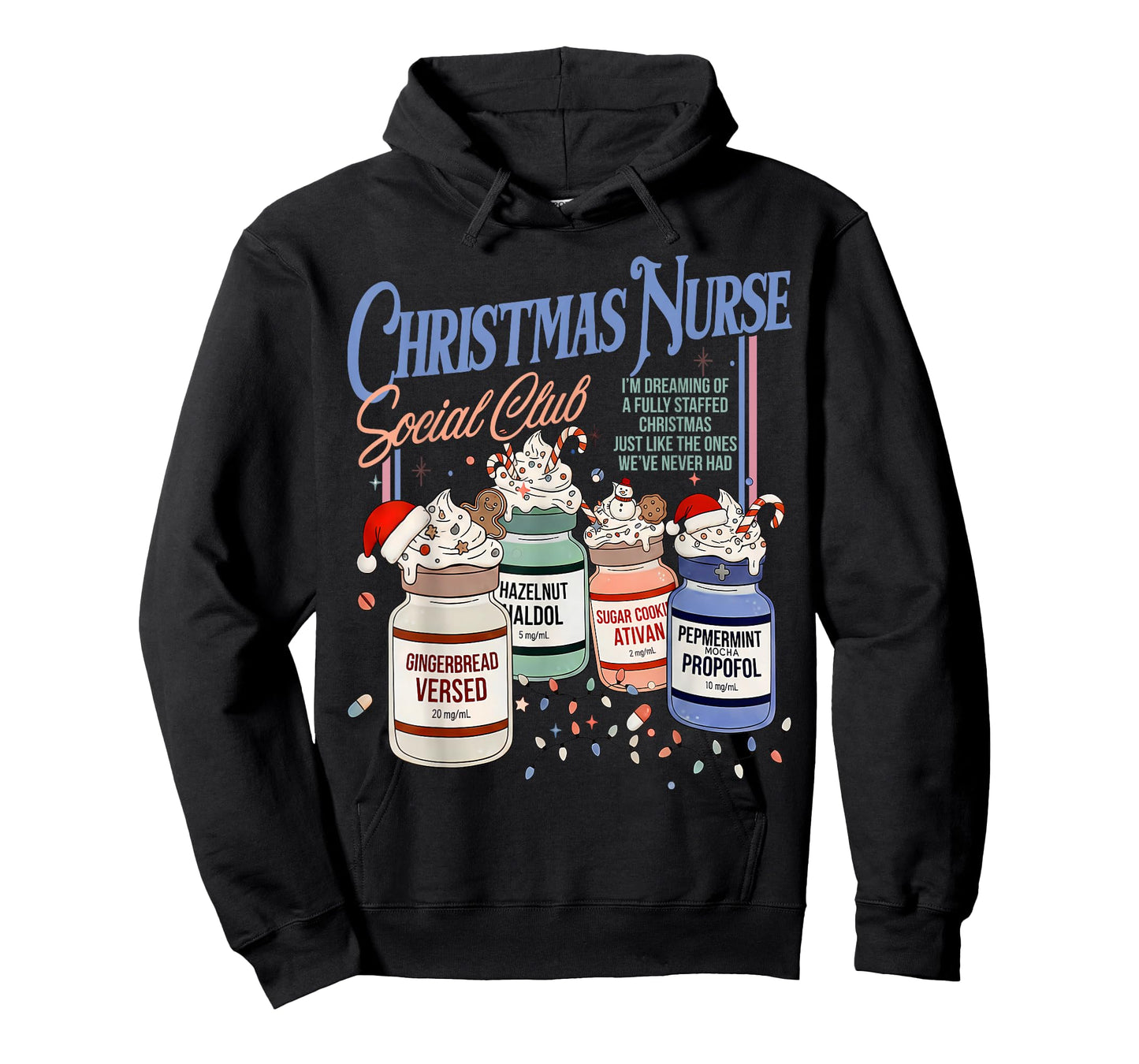 Retro Christmas Nurse Social ICU Nurse Propofol Xmas T-Shirt