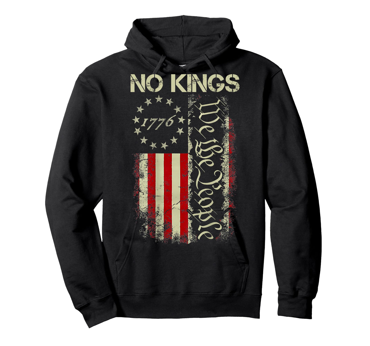 No Kings in America We The People USA Flag Patriotic ON Back T-Shirt