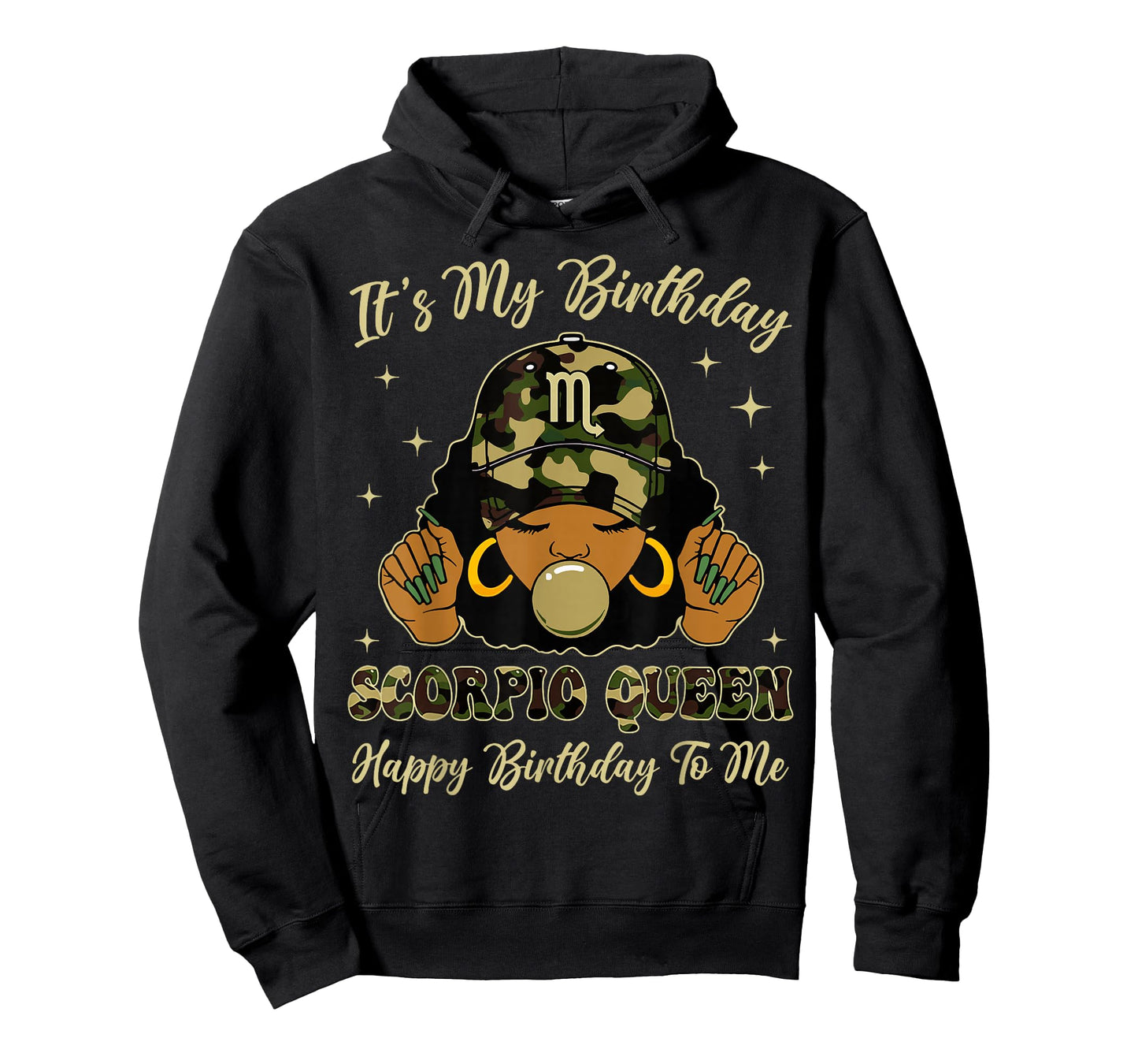 It's My Birthday Scorpio Black Woman with Cap Camo T-Shirt