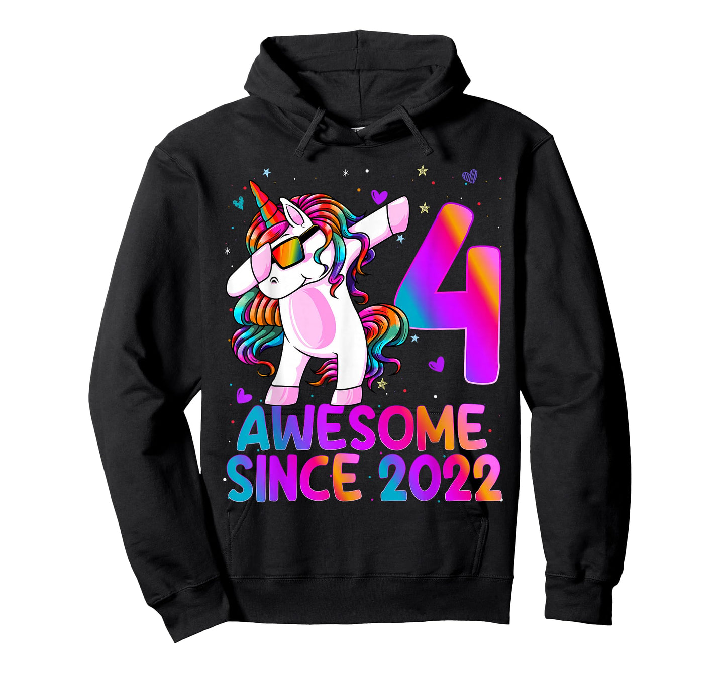 4 Year Old Girl Awesome Since 2022 Unicorn 4th Birthday Girl T-Shirt