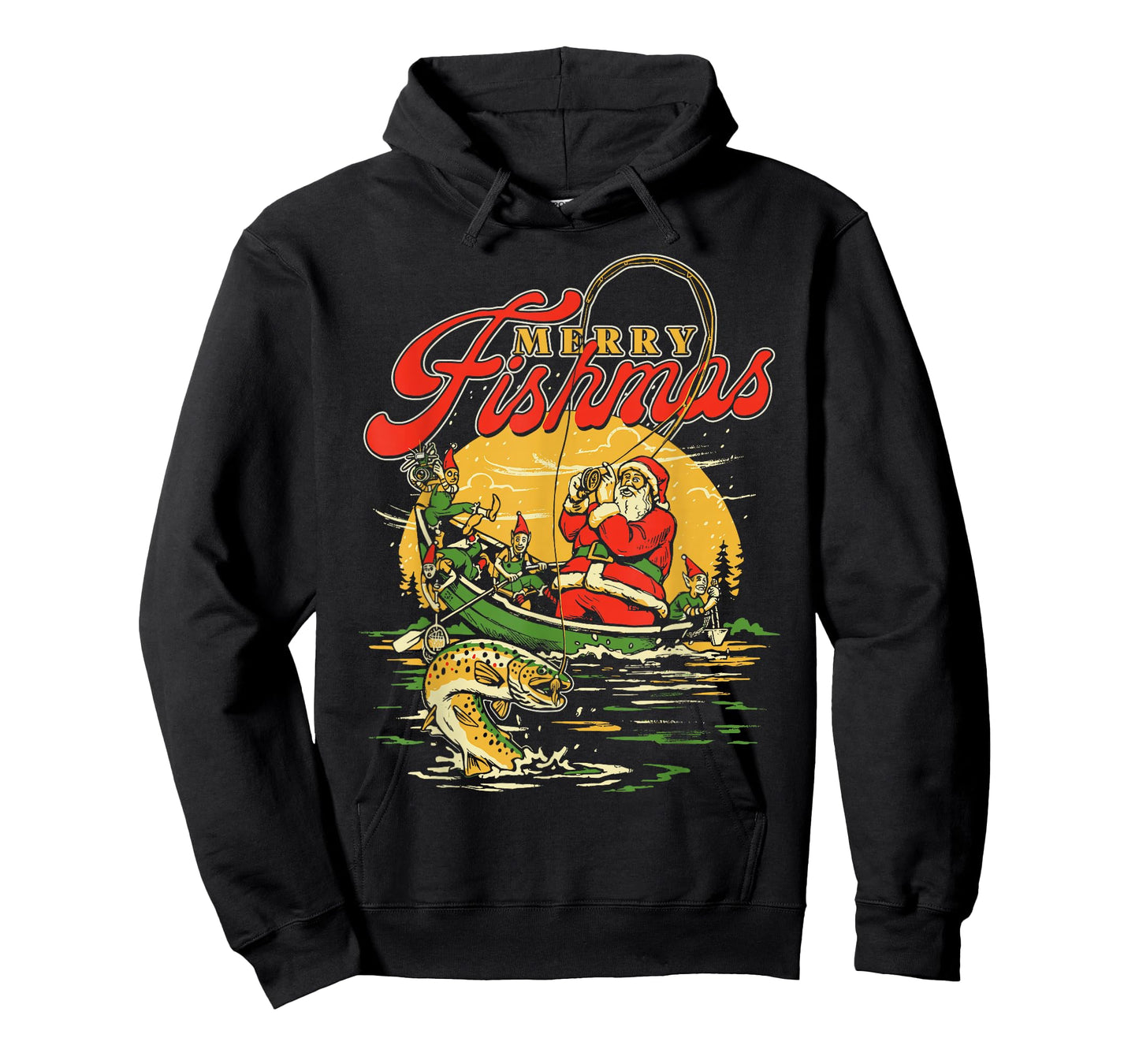 Merry Fishmas Santa Fishing Funny Christmas Holiday Tee T-Shirt