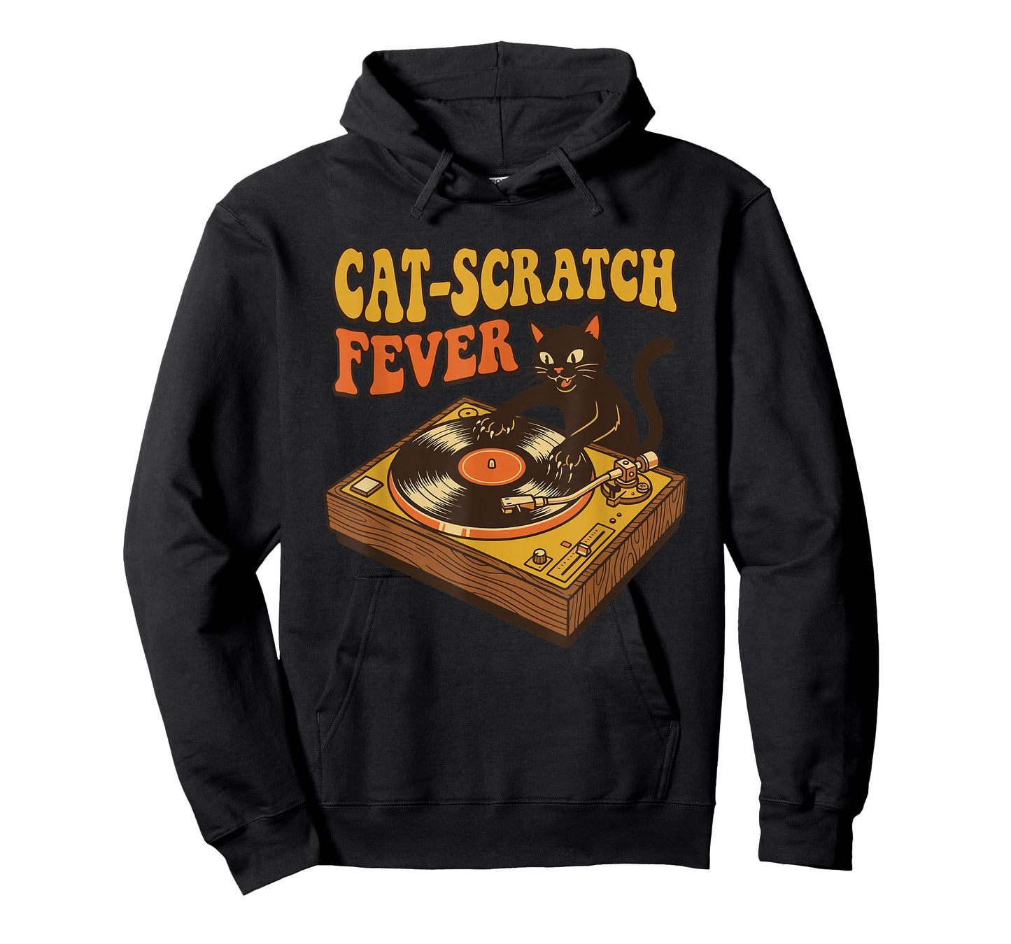 Funny DJ Cat Turntable Vinyl Record Retro Music T-Shirt