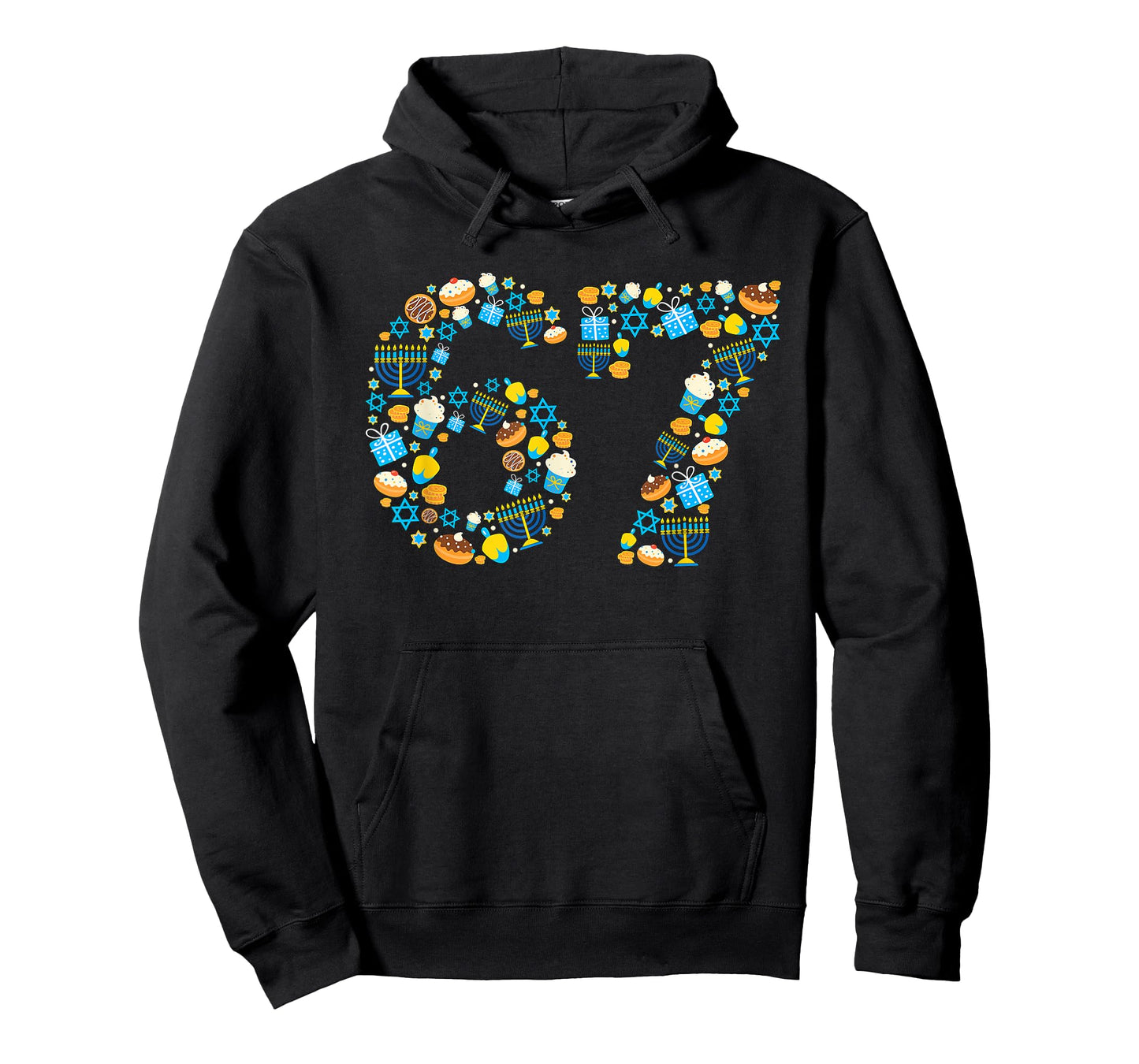 Hanukkah Menorah Dreidel 67 Festive Chanukah Six Seven Meme T-Shirt