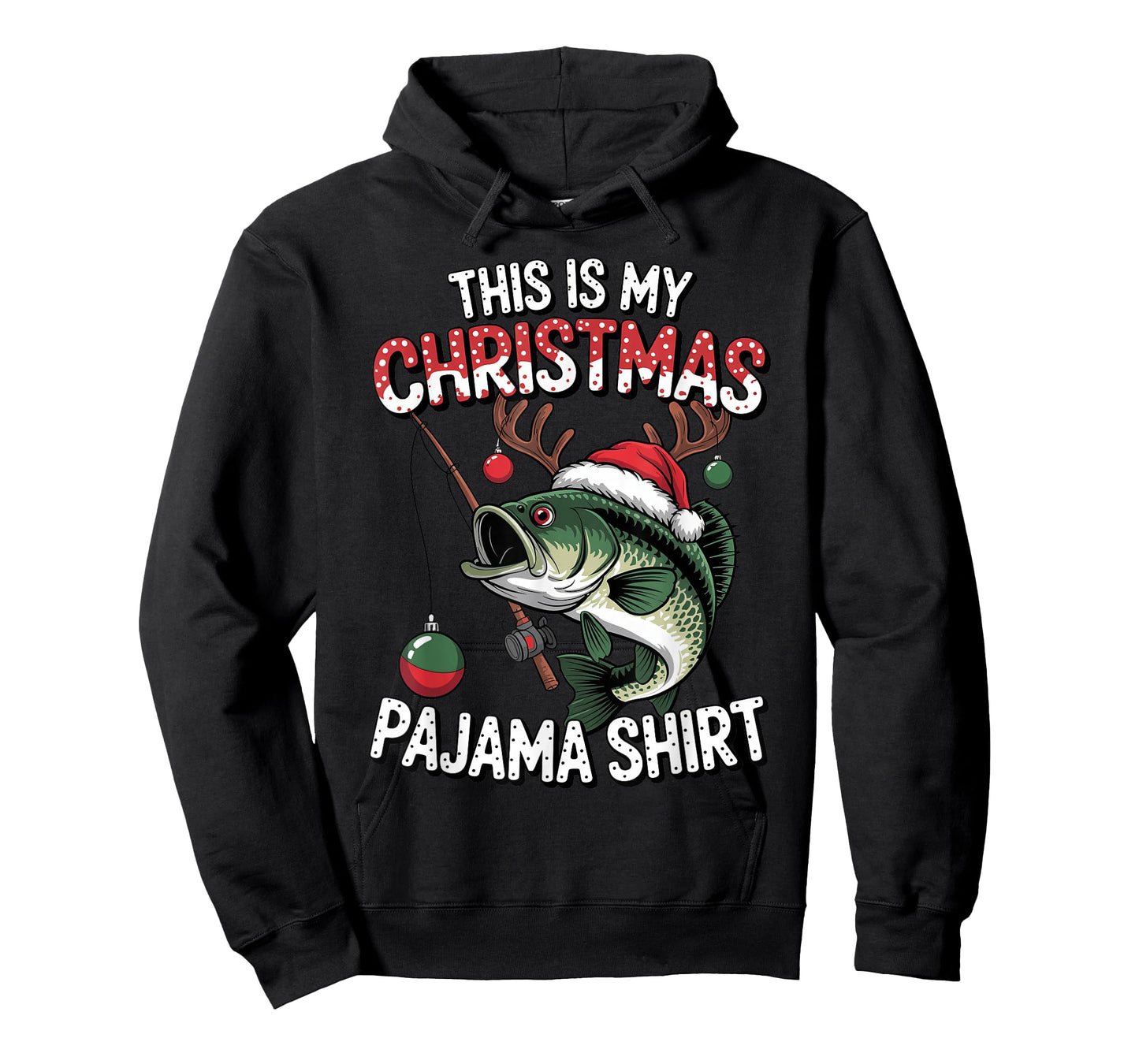 This is My Christmas Pajama Bass Fish Santa Hat Toddler Boys T-Shirt