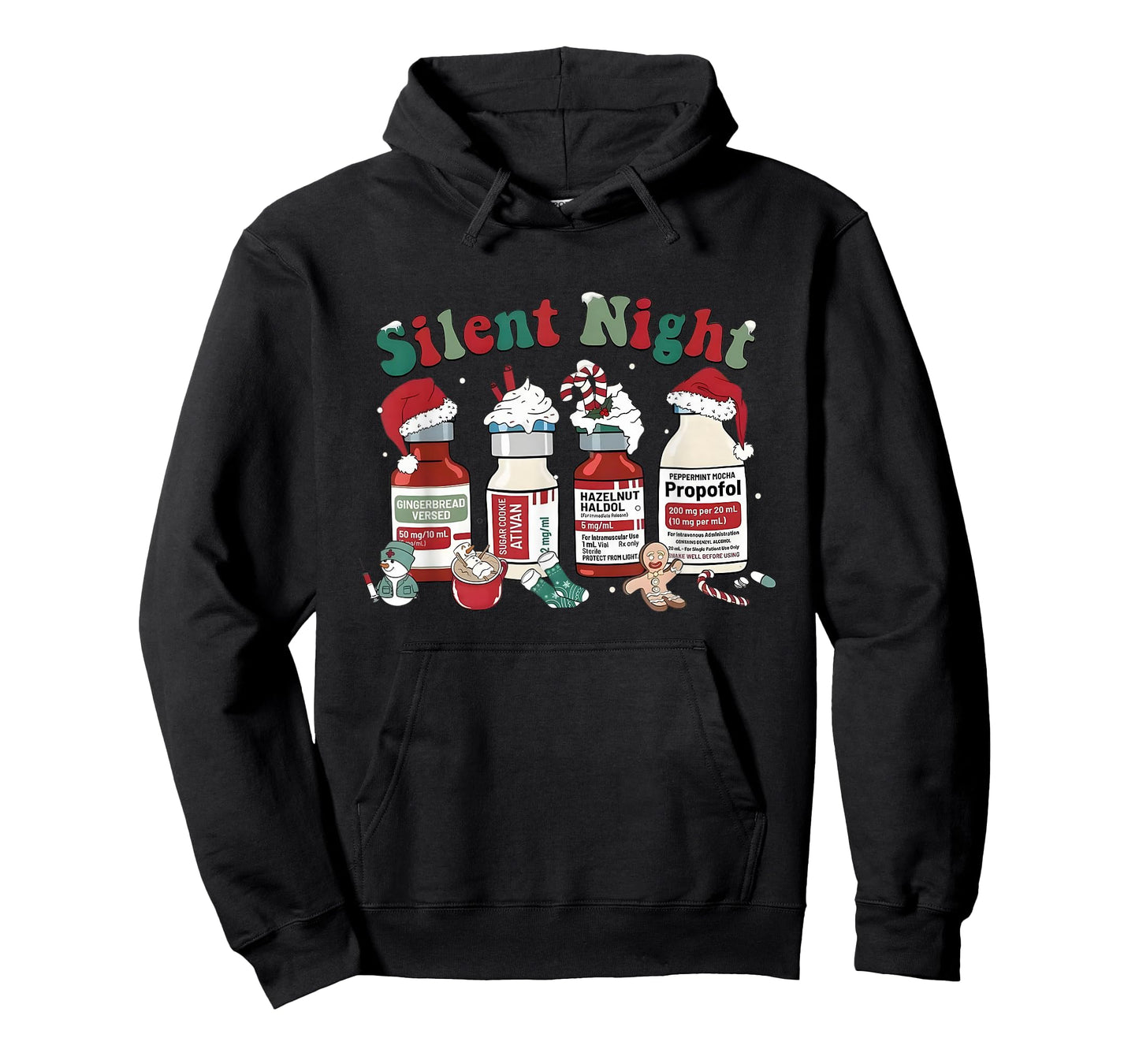 Silent Night Funny Nurse Christmas Sedation Theme T-Shirt