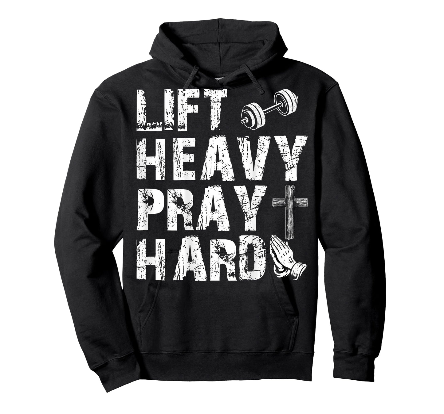 Lift Heavy Pray Hard Gym Workout Christian Gift On Back T-Shirt
