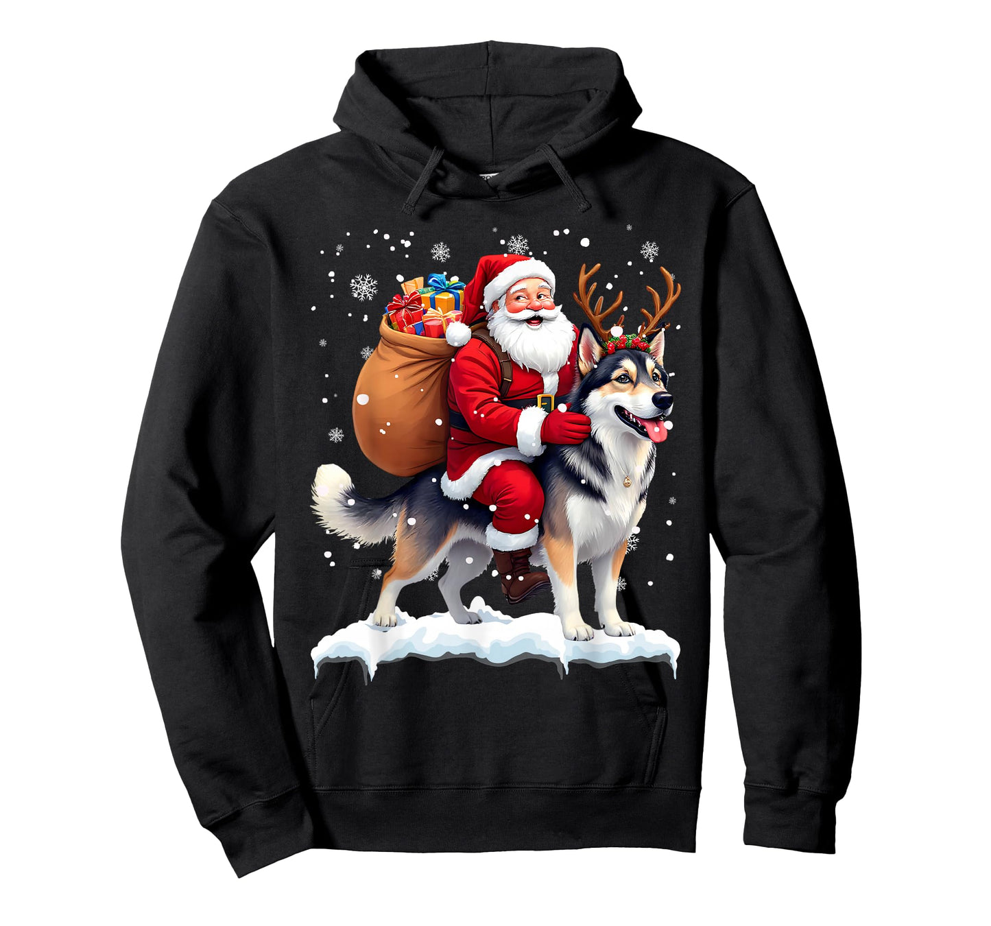 Merry Christmas 2025 Santa Riding Husky Dog Xmas T-Shirt