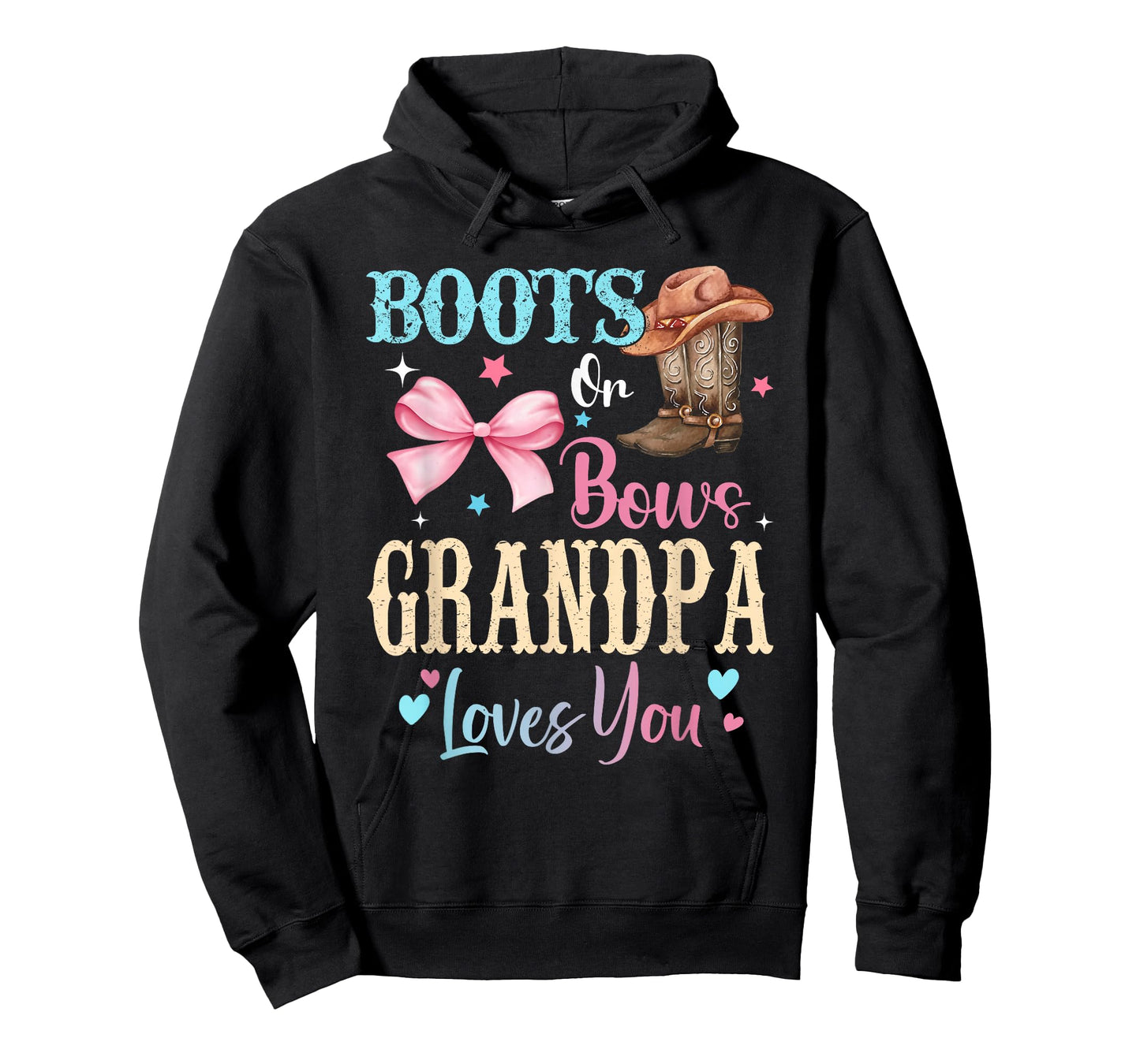 Boots or Bows Grandpa Loves You Gender Reveal Family T-Shirt