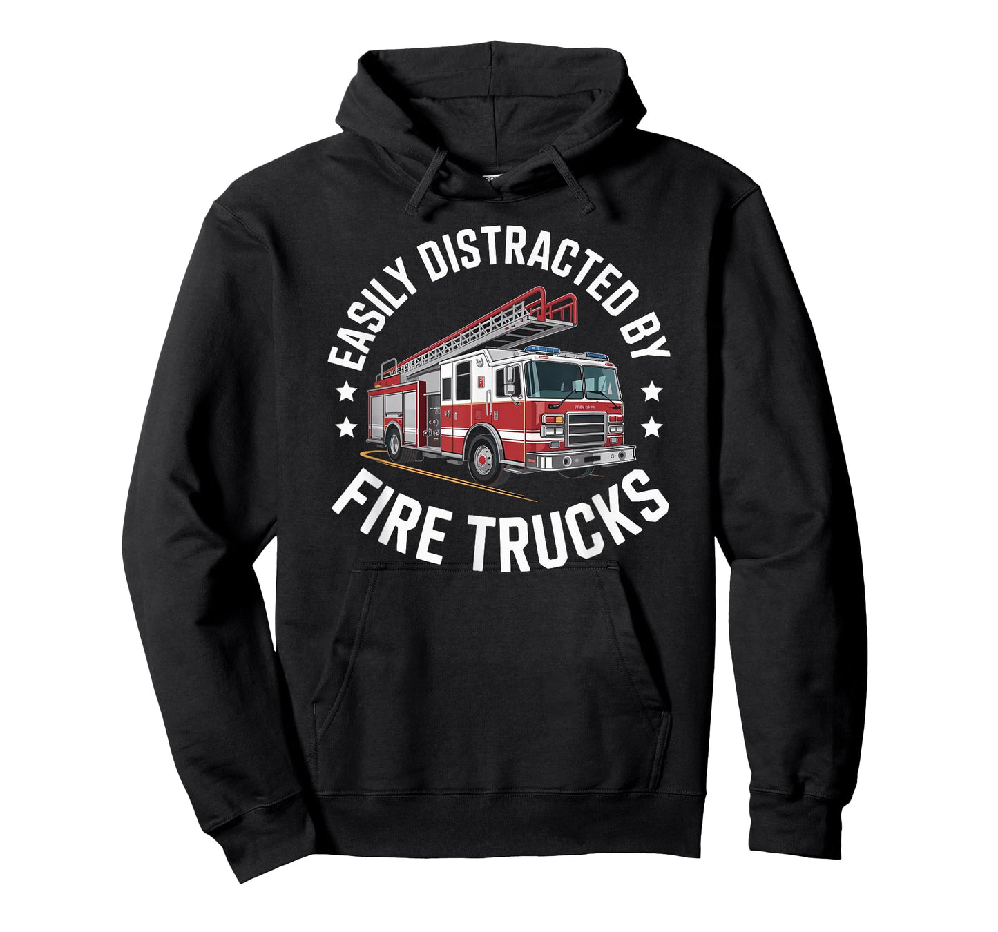 Easily Distracted by Fire Trucks Funny Firefighter Humor T-Shirt