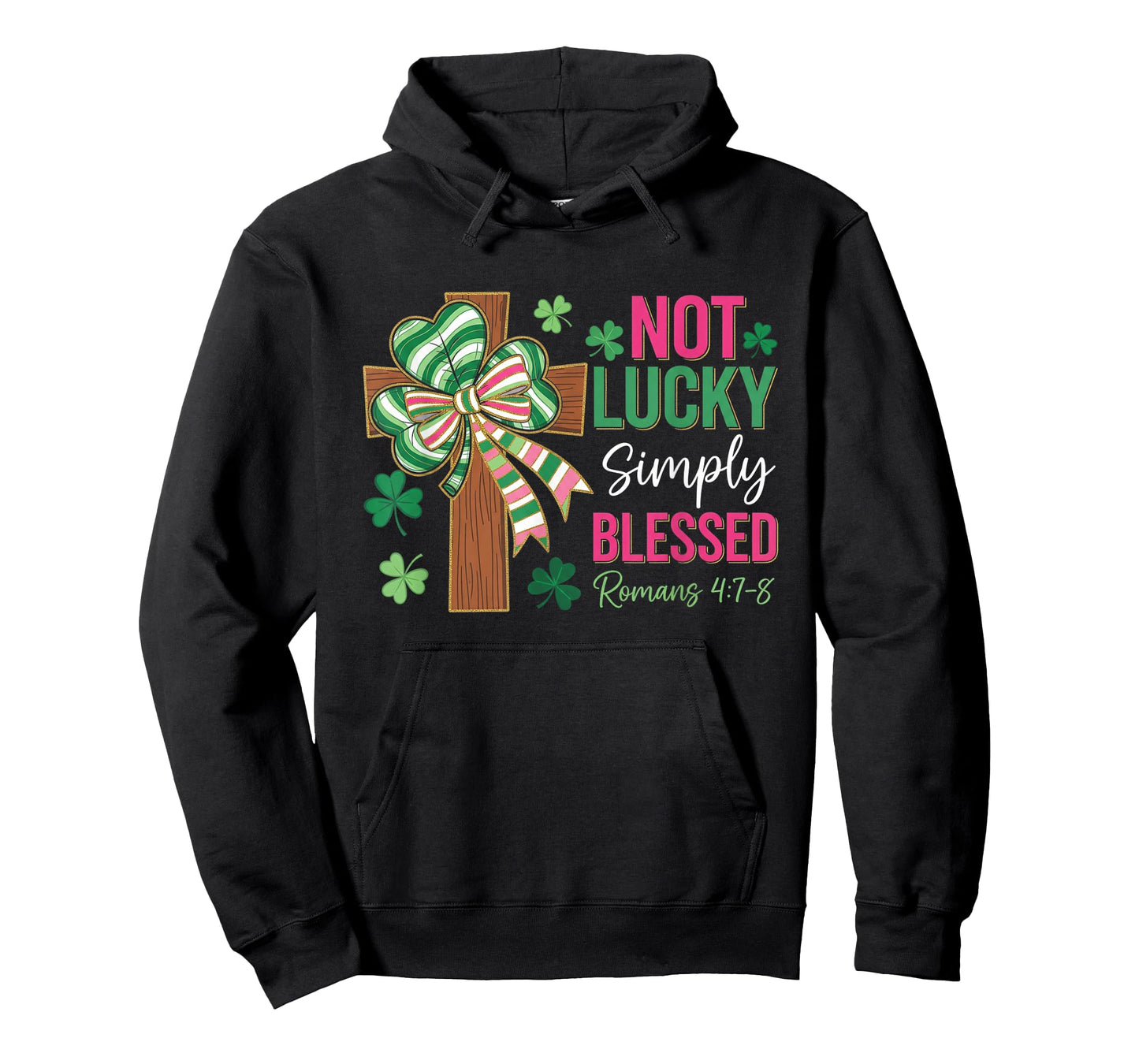Not Lucky Simply Blessed Coquette Bow Cross St Patrick's Day T-Shirt