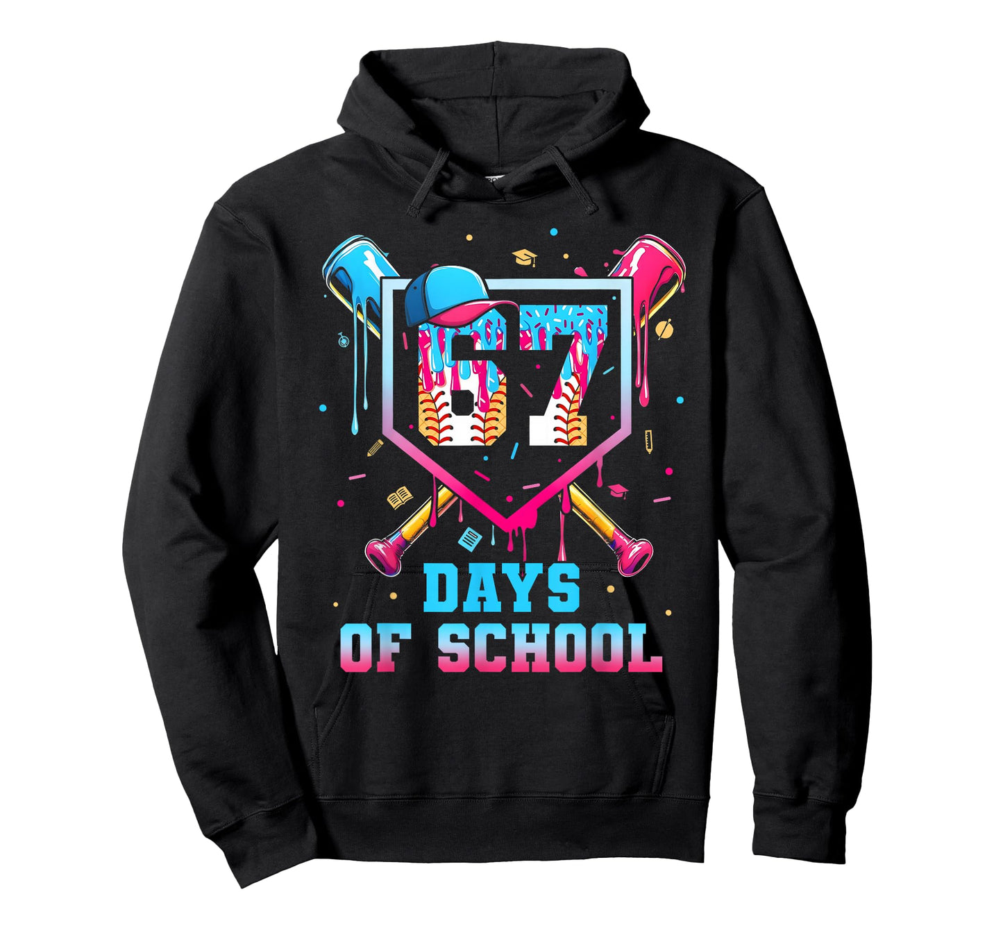 67 Days of School 67th Day Funny Baseball Meme Men Boys Kids T-Shirt