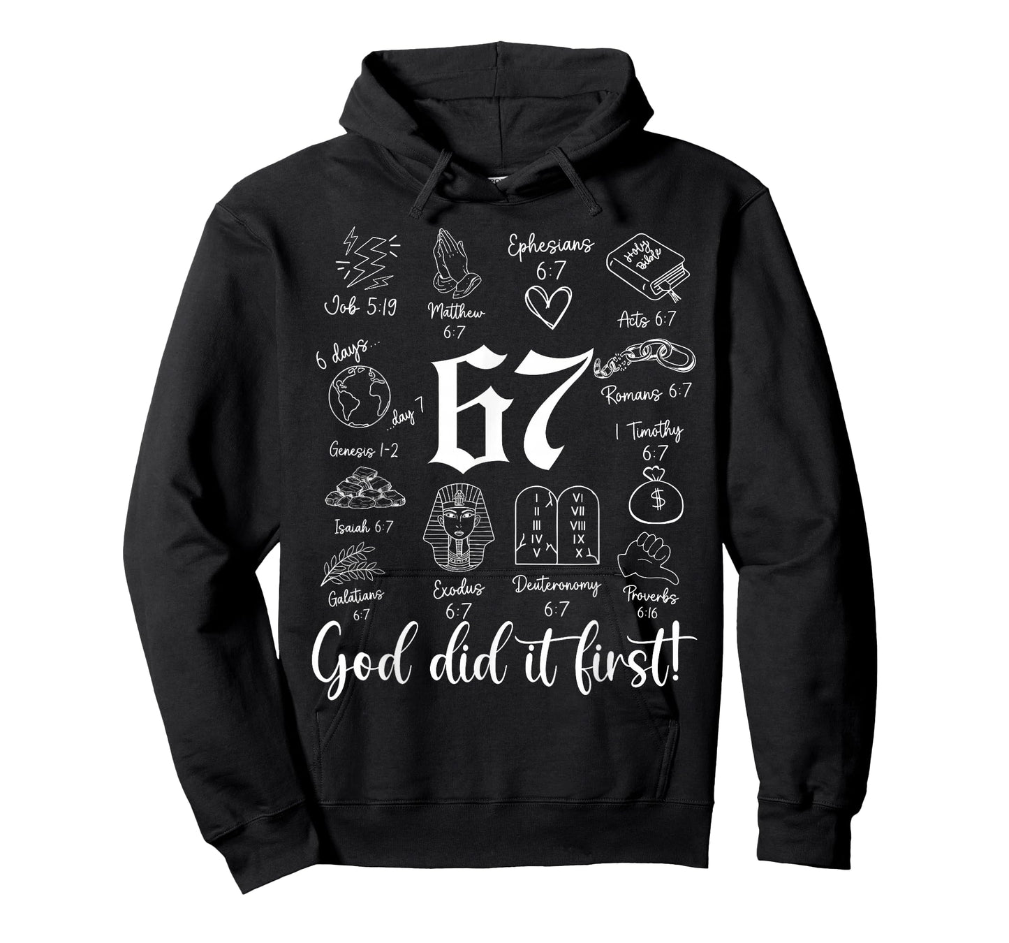 Vintage God Did It First 67 Six Seven Meme Christian Bible T-Shirt