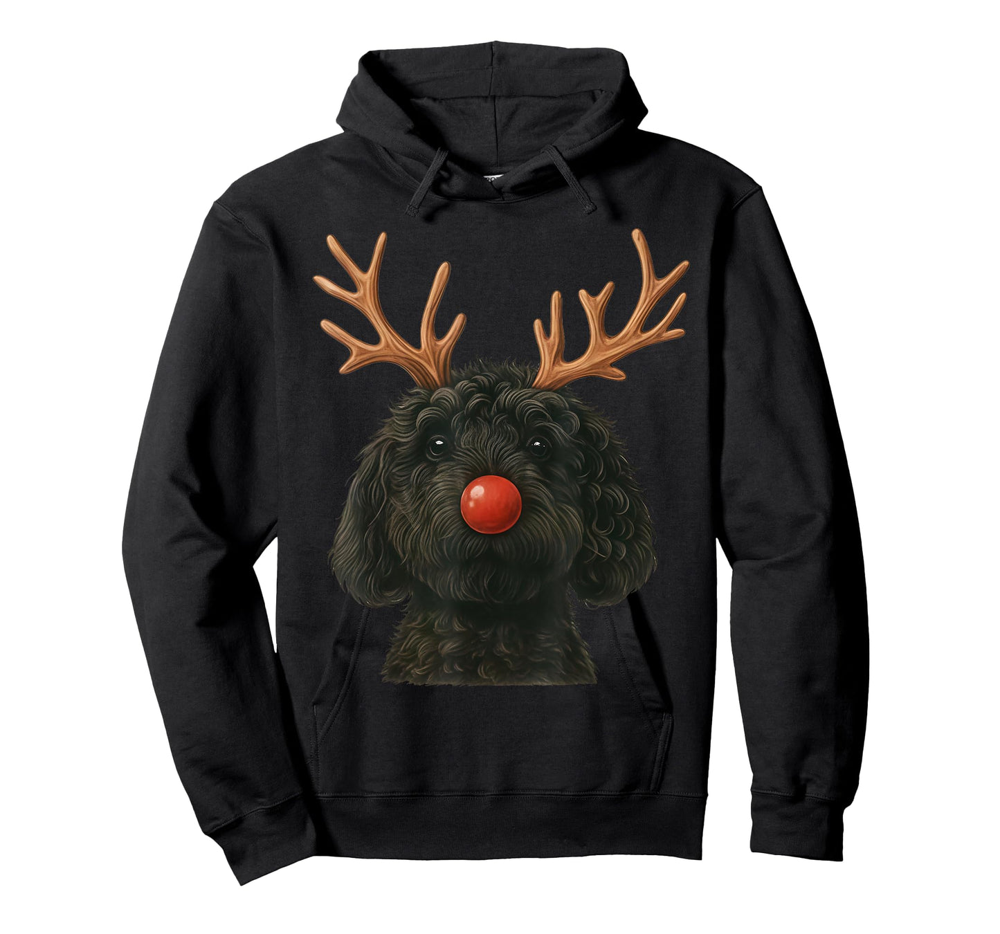 Black Goldendoodle Christmas Lights Santa Hat Black Doodle T-Shirt