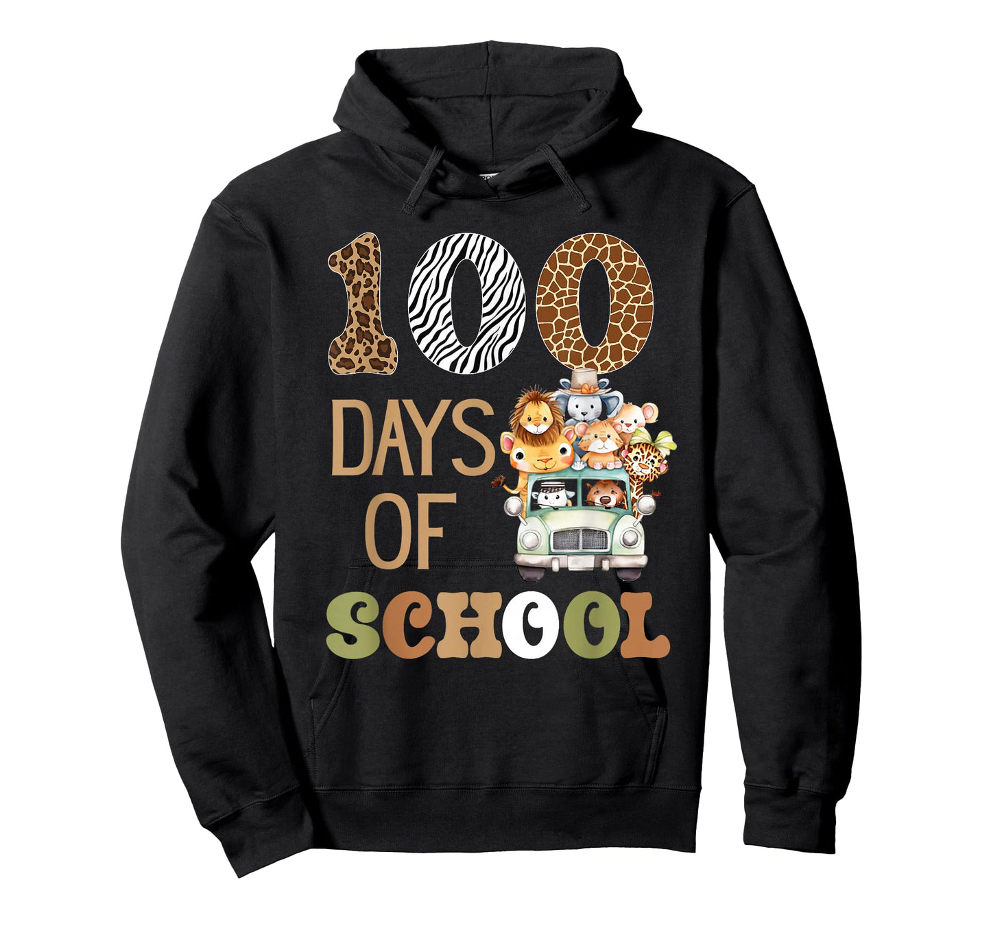 Wild 100 Days of School Zoo Safari Animals Happy 100th Day T-Shirt