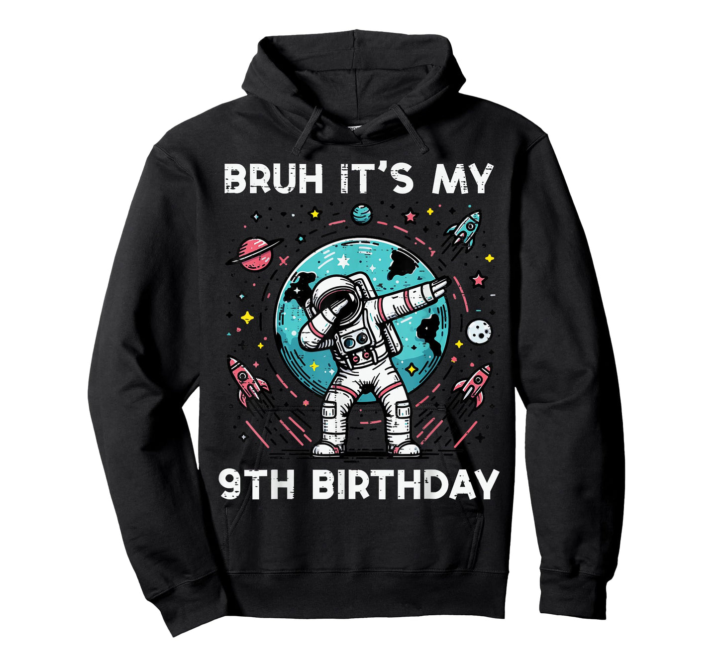 Bruh My 9th Birthday Astronaut Dab 9 Bday Boys Girls Kids T-Shirt