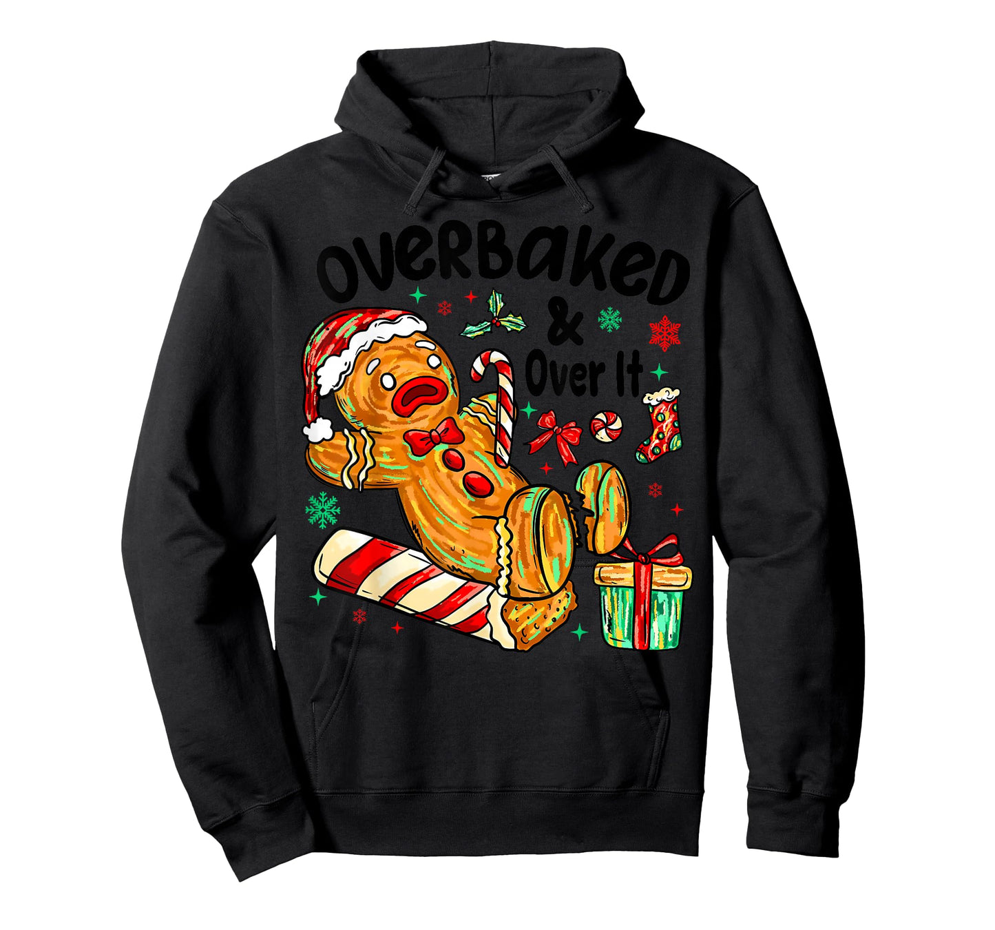 Retro Xmas Overbaked and Over It Funny Christmas Gingerbread T-Shirt