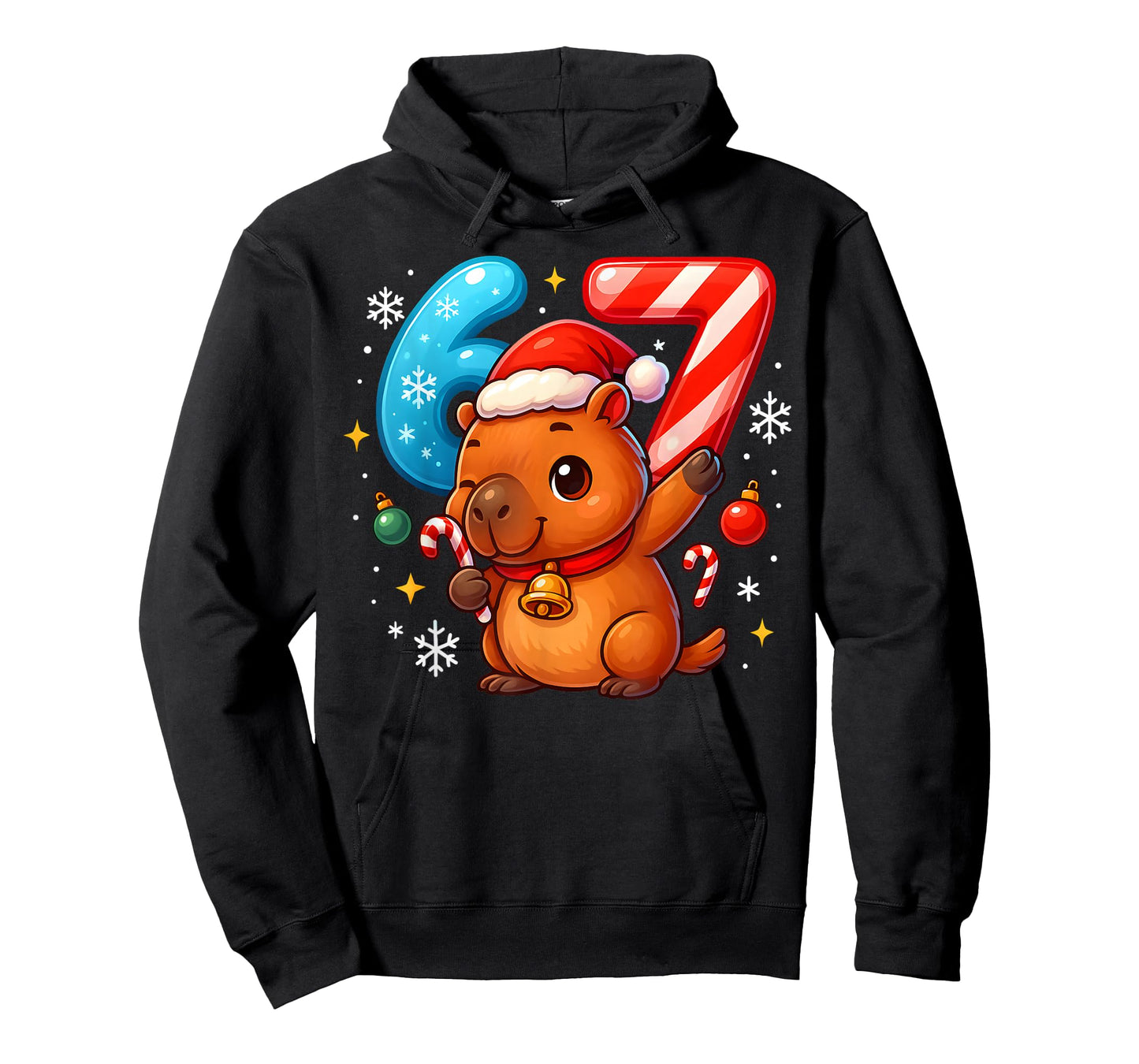 Christmas Capybara 67 Funny 6 7 Meme Girls Kids Boys Xmas T-Shirt