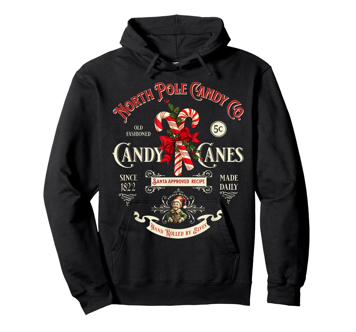 Old Fashioned North Pole Candy Cane Company Elf Christmas T-Shirt