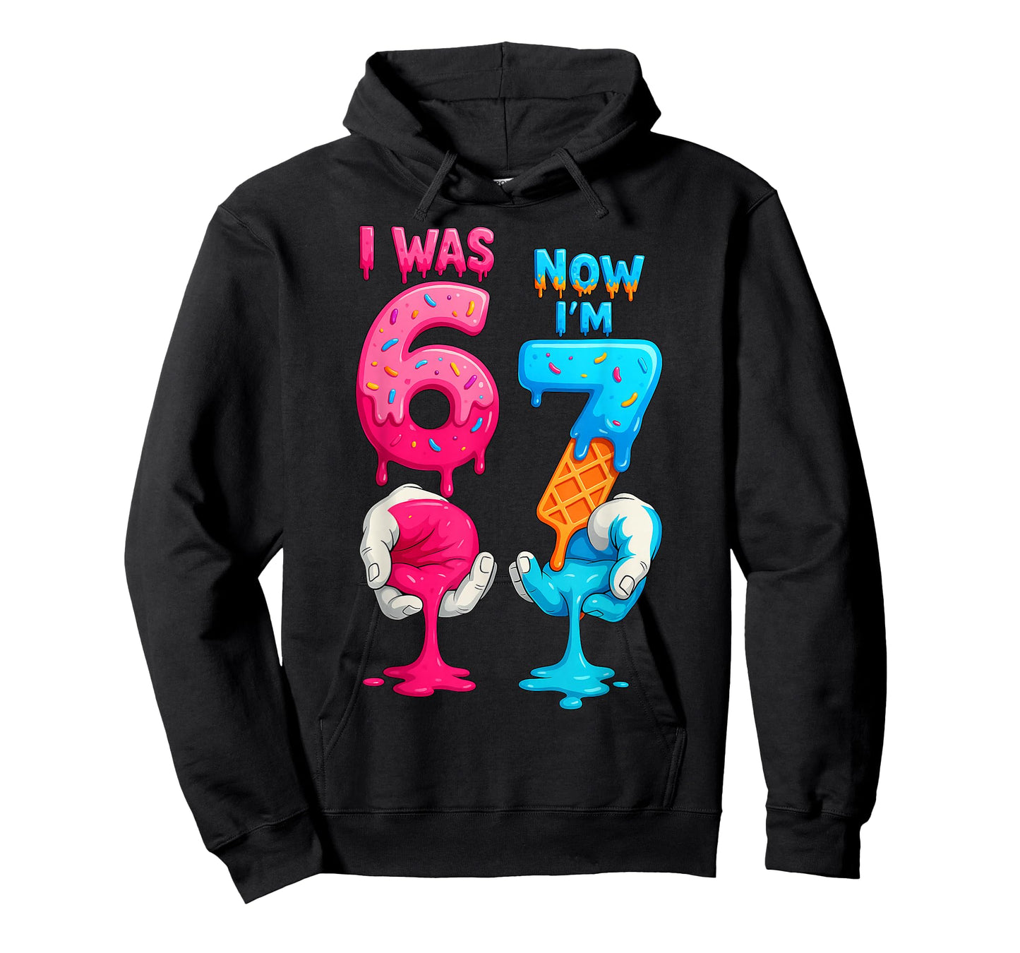 HUGvyn I was 6 Now I'm 7 Year Old Birthday Six Seven 67 Kids T-Shirt
