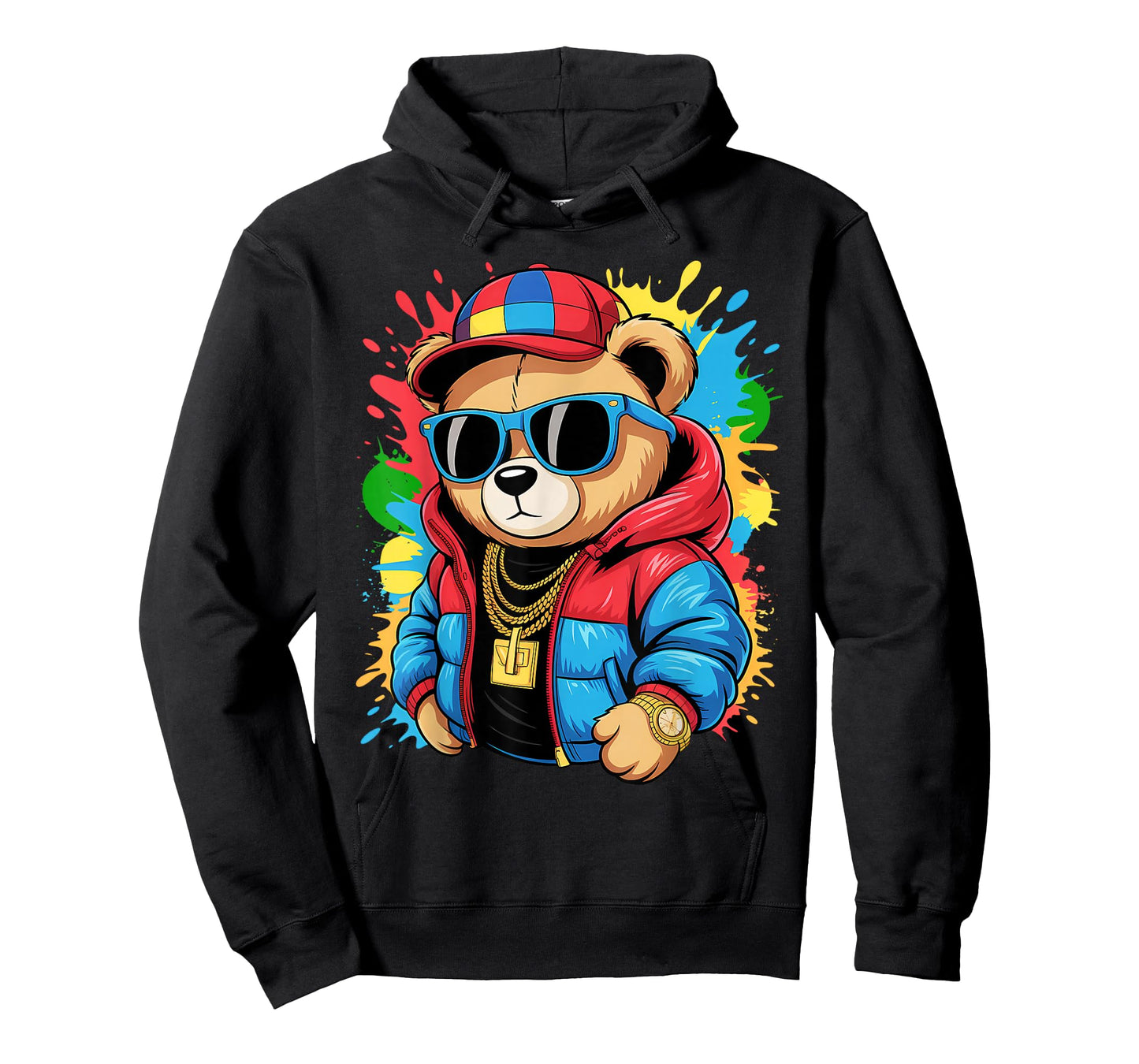 Colorful Hip Hop Teddy Bear Sunglasses Rap Music T-Shirt