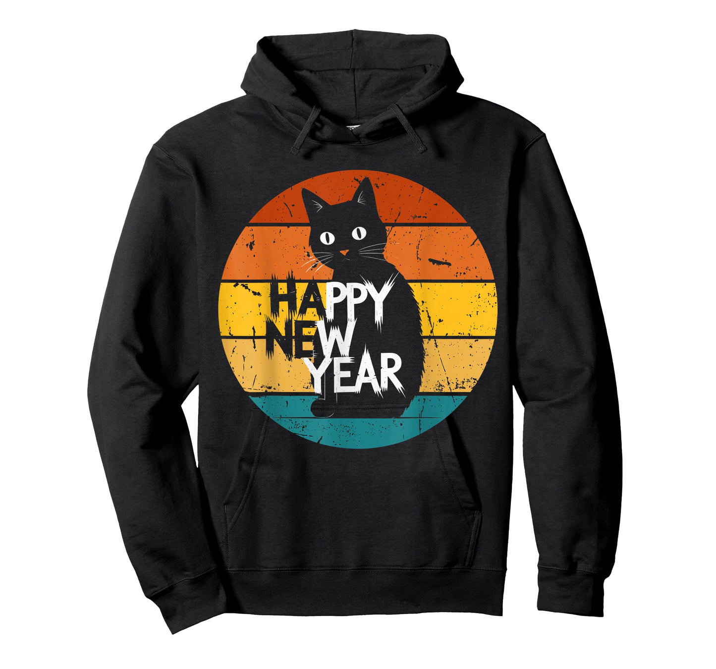 Happy New Year Cat Retro Sunset Cute Animal Shirt 2026 Party T-Shirt