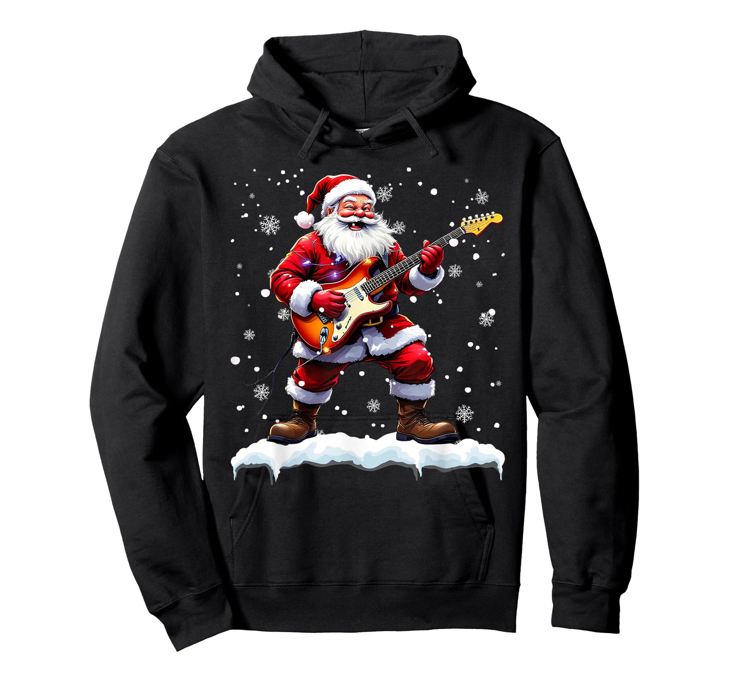 Santa Claus Playing Bass Guitar Christmas Xmas Music T-Shirt