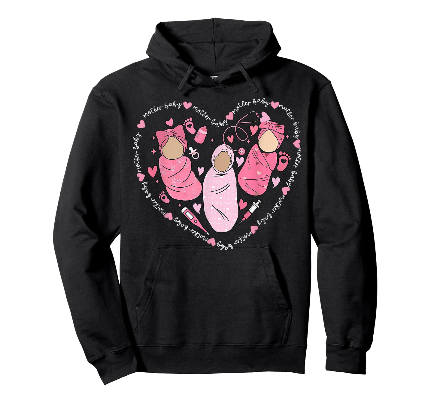 Mother Baby Nurse Heart Valentine Day MBU Postpartum Nurse T-Shirt