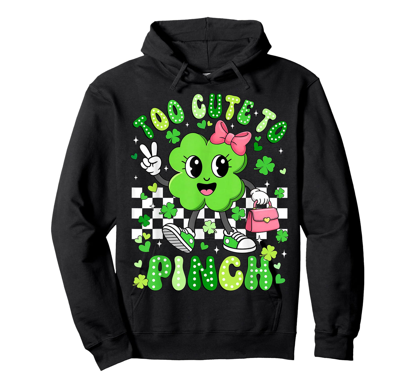 Too Cute to Pinch Groovy Shamrock St Patricks Day Girls Kids T-Shirt