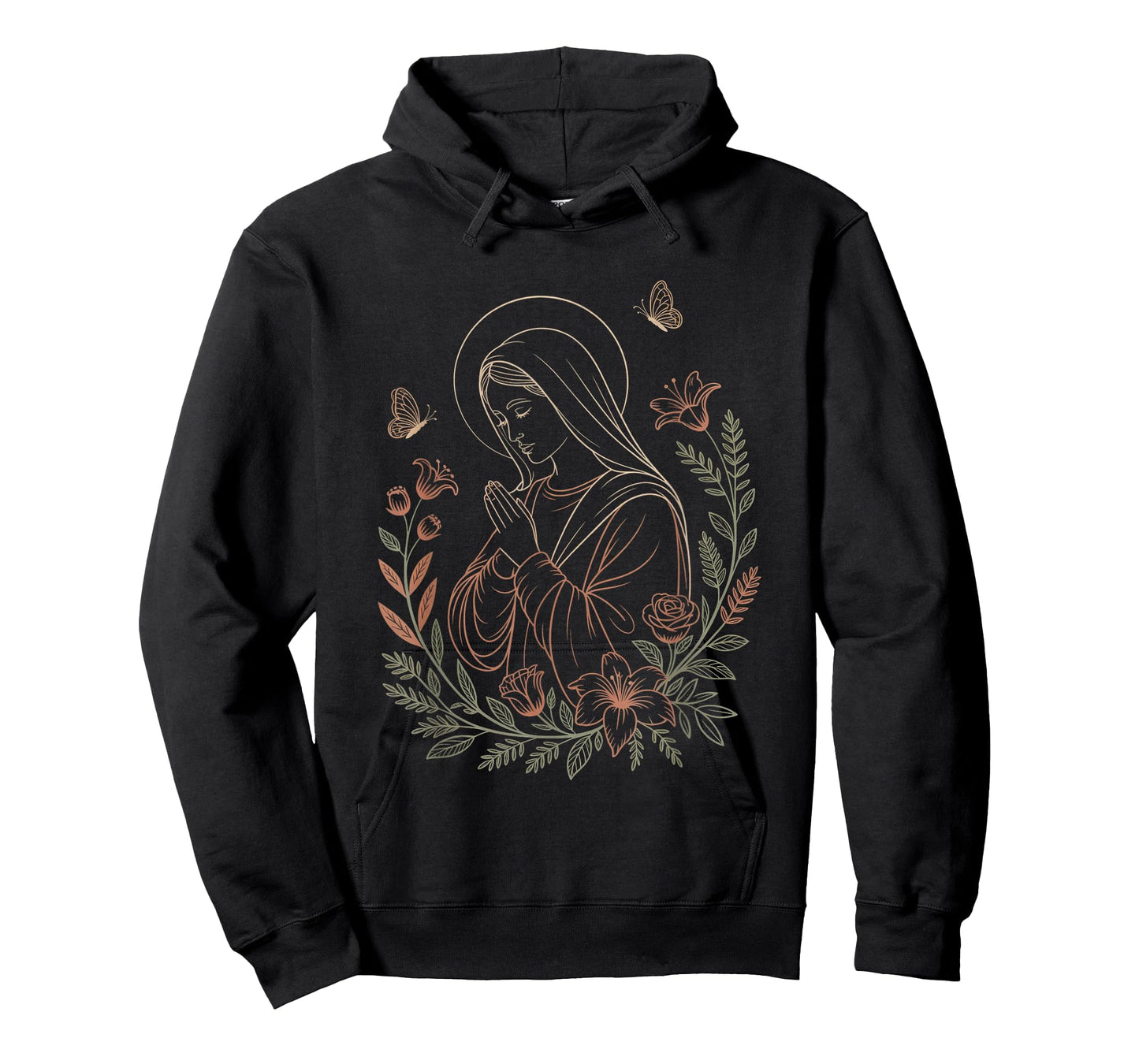 Virgin Mary Celestial Catholic Christian Faith Jesus Floral T-Shirt
