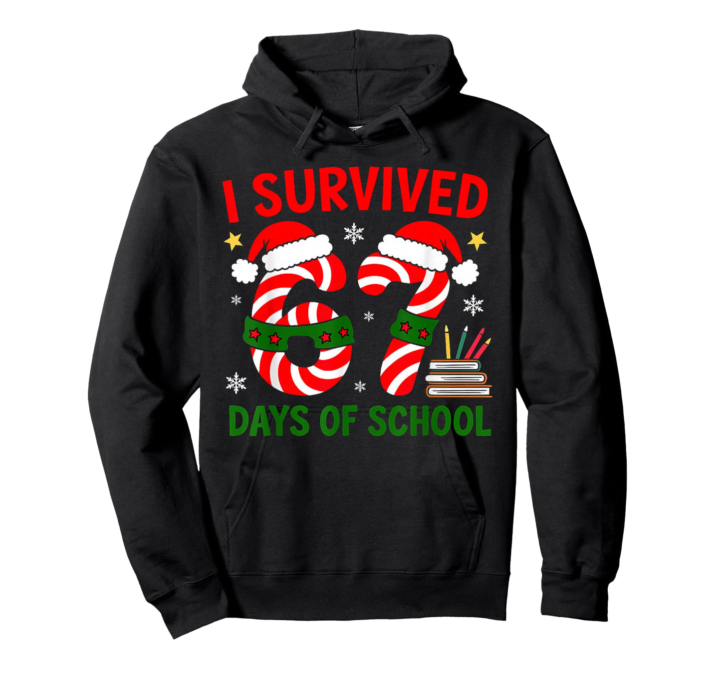 I Survived 67 Days of School Christmas Book Pencil T-Shirt