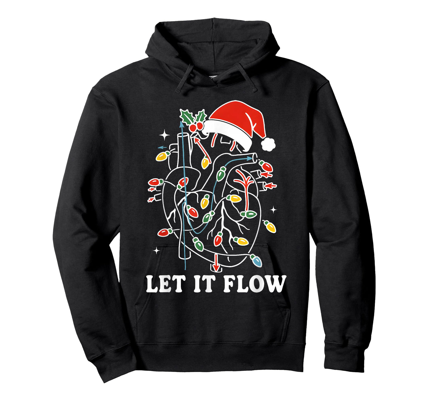 Funny Let It Flow Anatomy Heart Cardiac Nurse Santa Hat Xmas T-Shirt