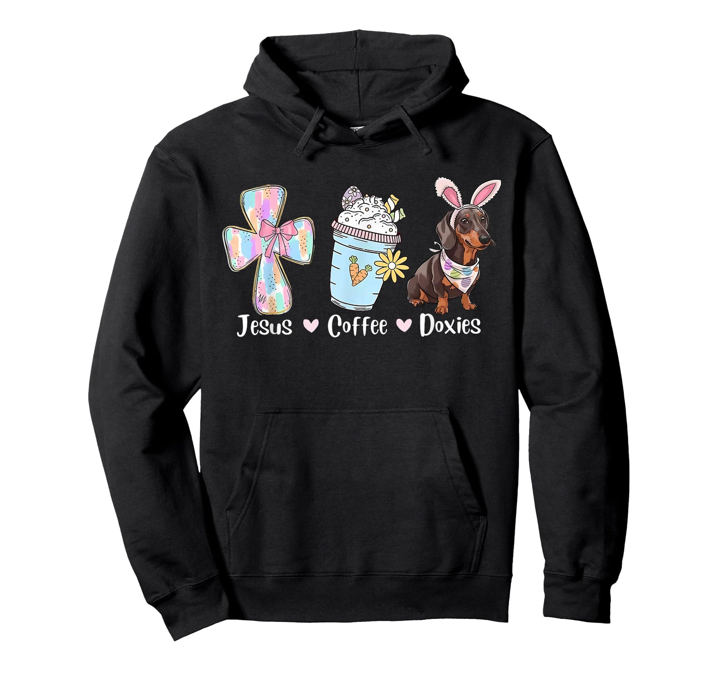 Jesus Coffee & Doxie Bunny Cute Dachshund Easter Christian T-Shirt