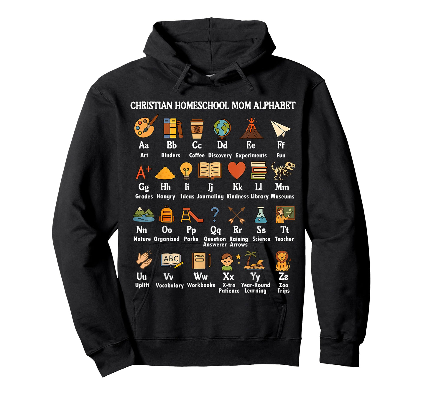 Homeschooling CC Mama Christian Homeschool Mom Alphabet T-Shirt
