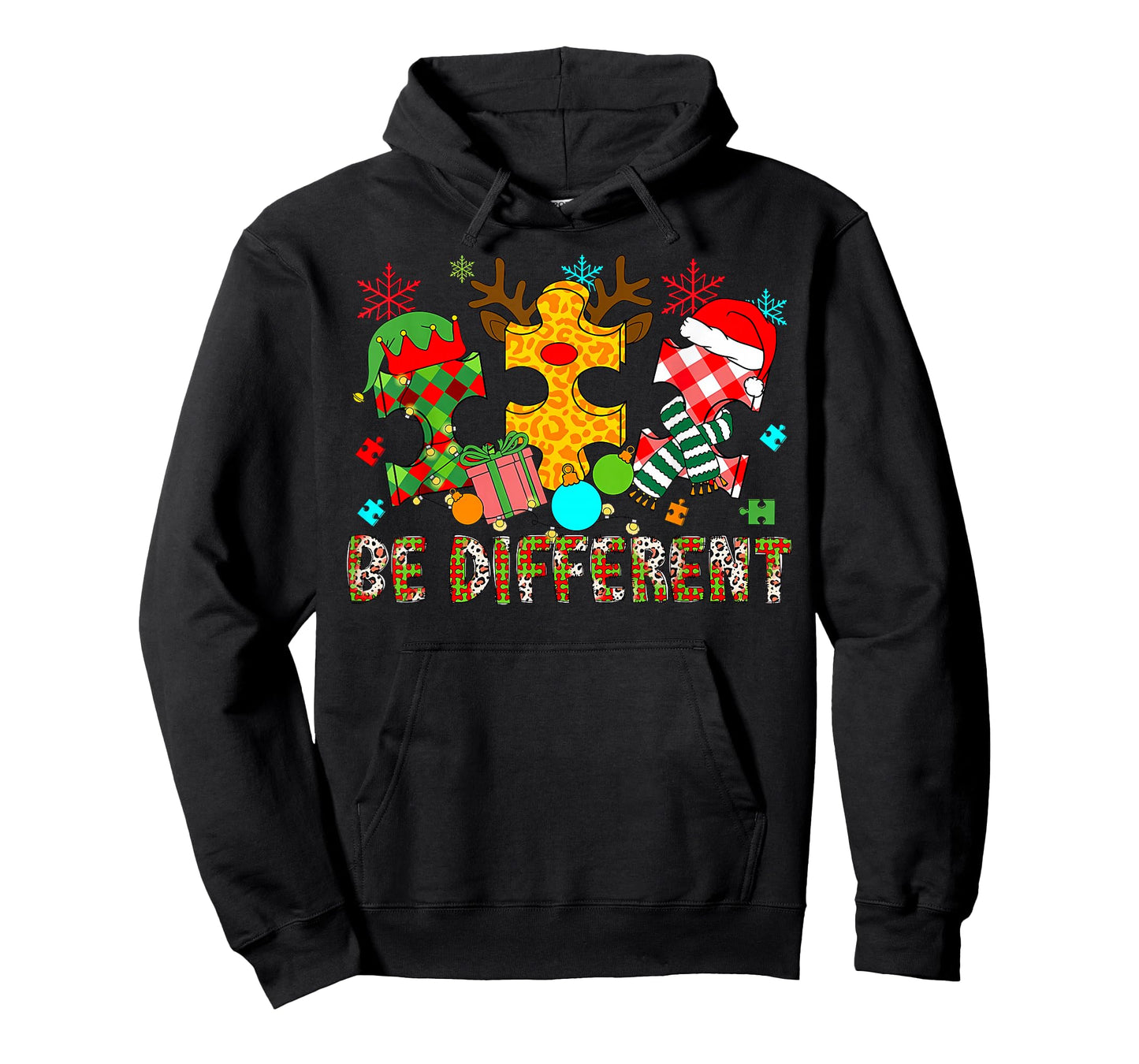 Autism Awareness Christmas Be Different Neurodiversity Xmas T-Shirt