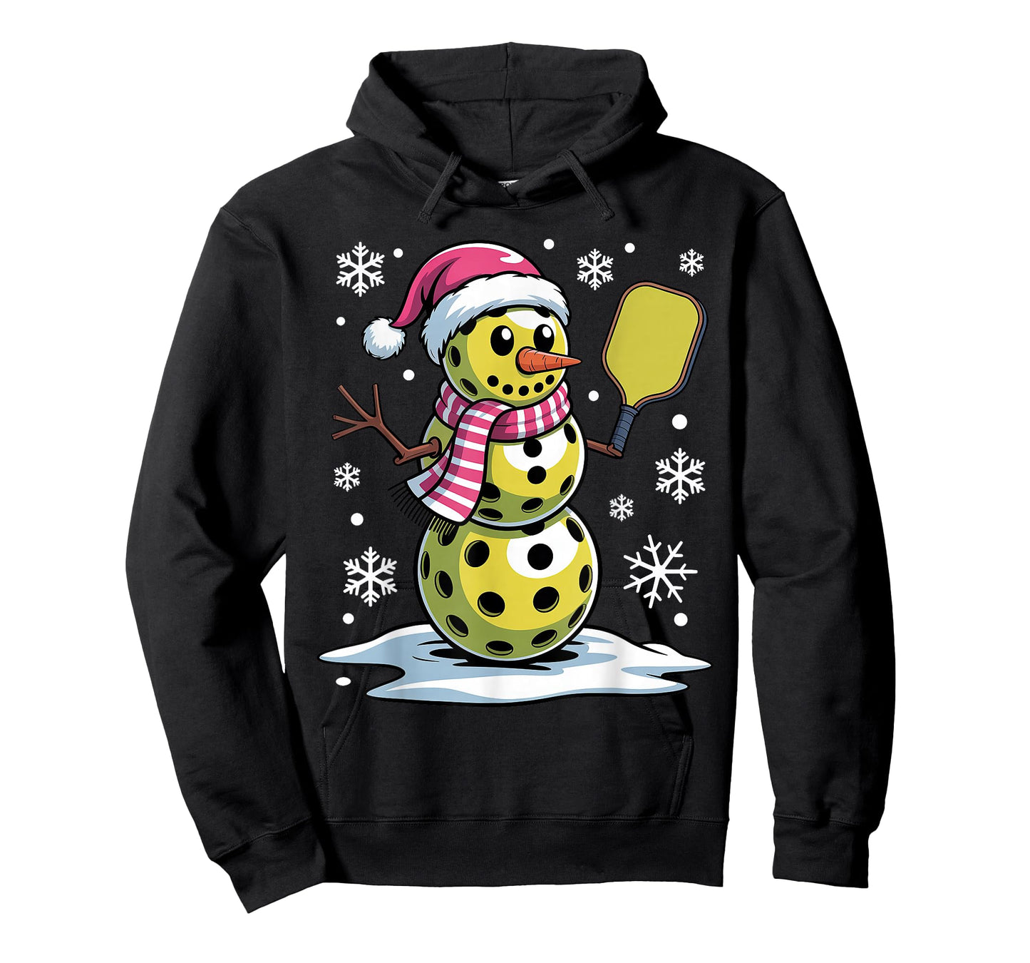 Santa Hat Snowman Xmas Pickleball Christmas T-Shirt