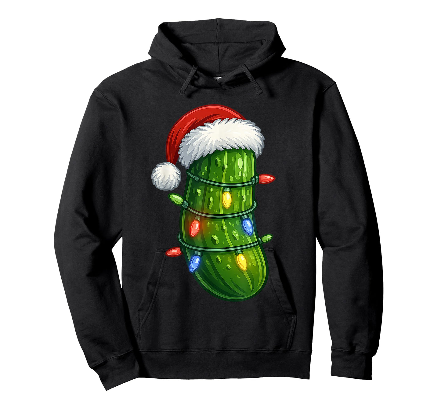 Funny Christmas Pickle Santa Hat Holiday Lights Gift Xmas T-Shirt