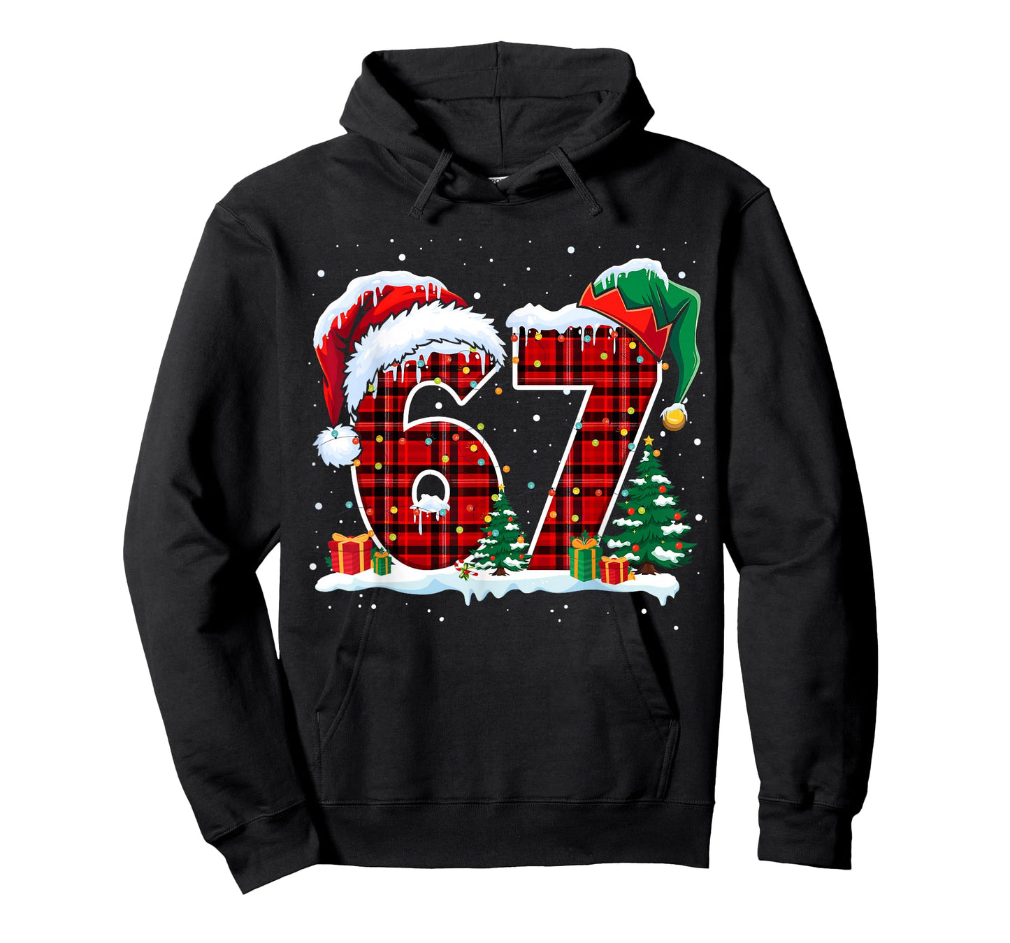 Funny Six Seven 6 7 Meme 67 Christmas Red Plaid Xmas Pajamas T-Shirt