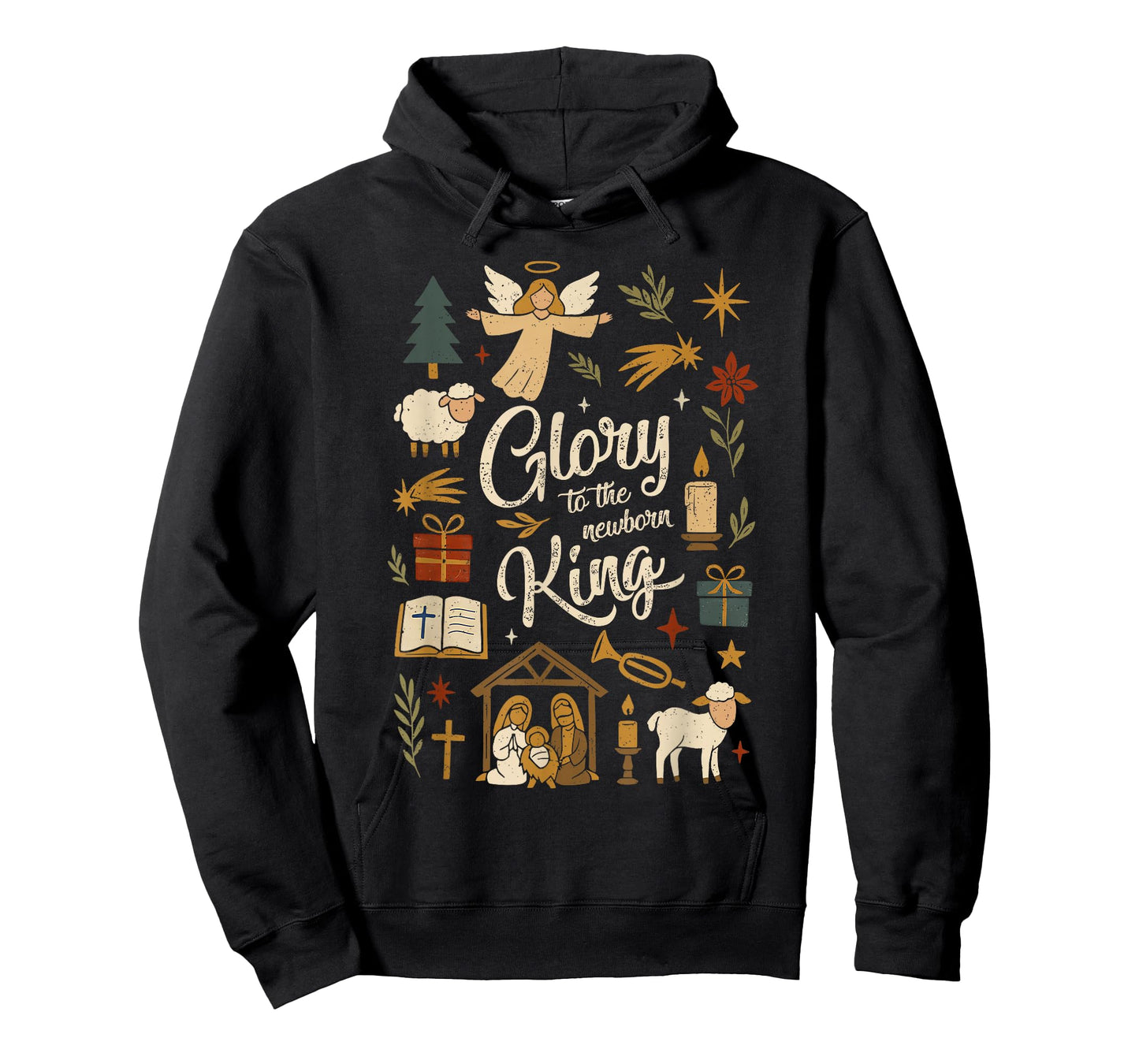 Glory to The Newborn King Christmas Nativity Scene Christian T-Shirt