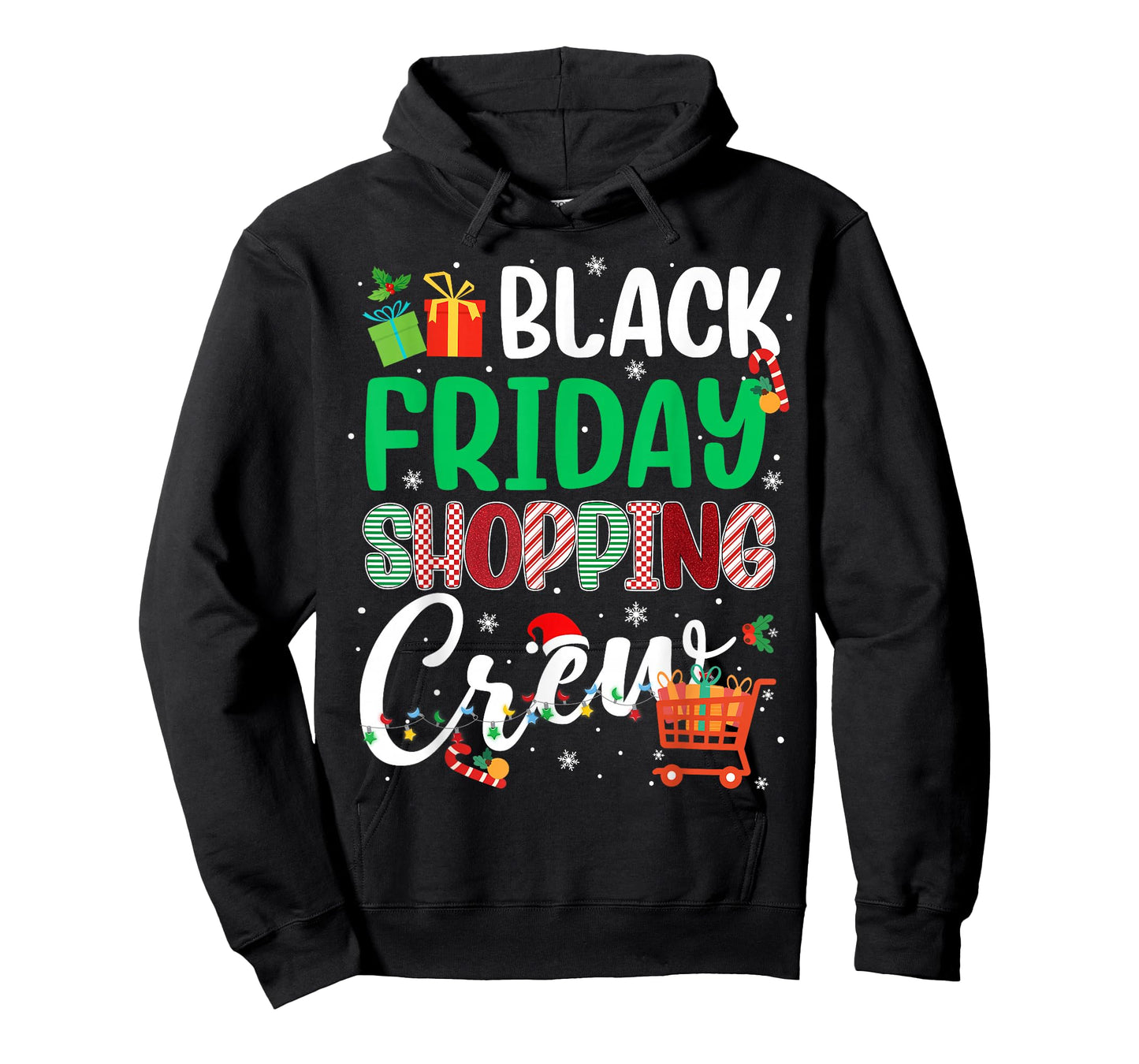 Friday Shopping Crew Christmas Lights Black Shopping Family T-Shirt