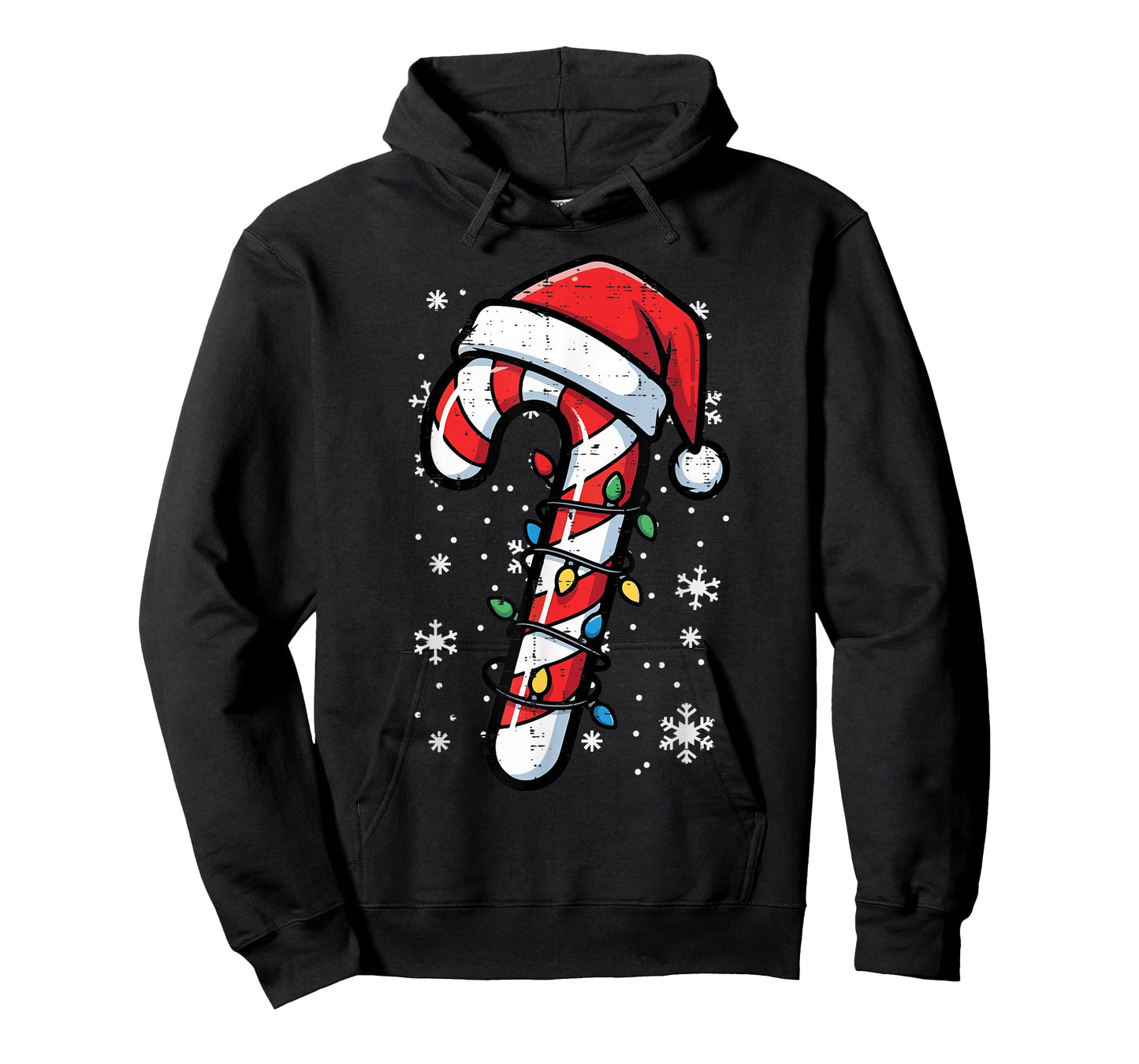 Candy Cane Santa Christmas Lights Funny Xmas Kids Men Women T-Shirt